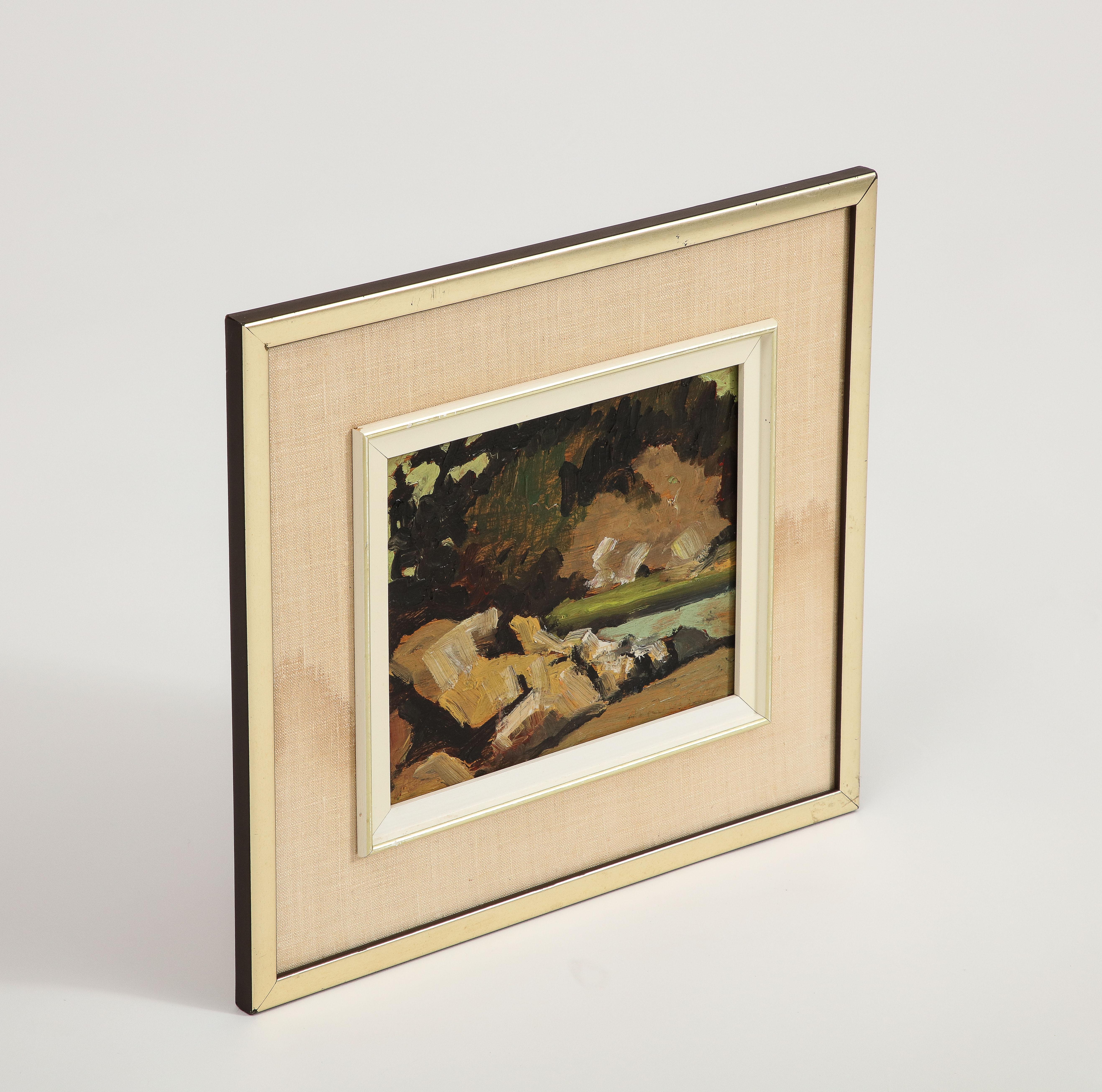 Mid-Century Modern Untitled framed oil painting by Albert Rousseau, signed (1908-1982)