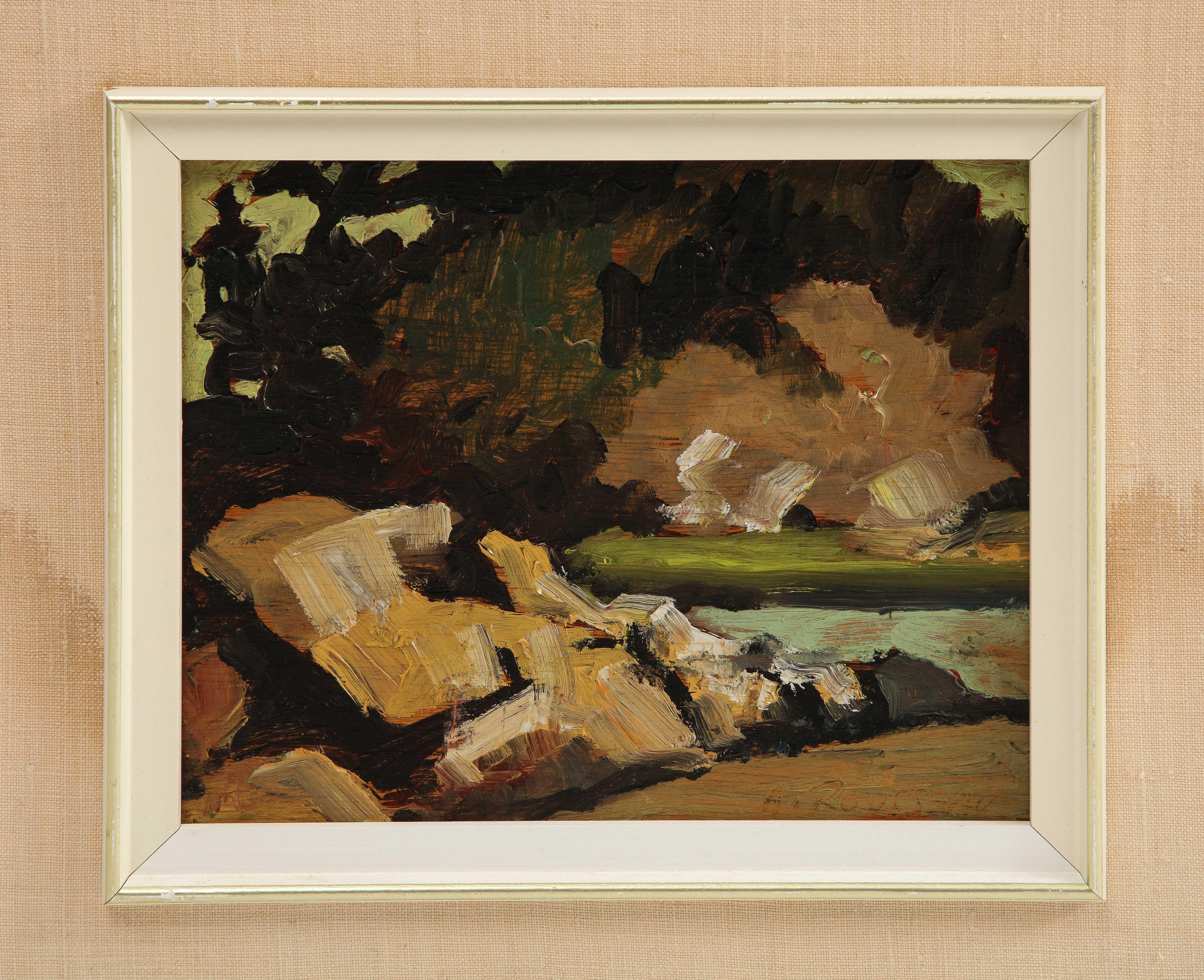 Canadian Untitled framed oil painting by Albert Rousseau, signed (1908-1982)