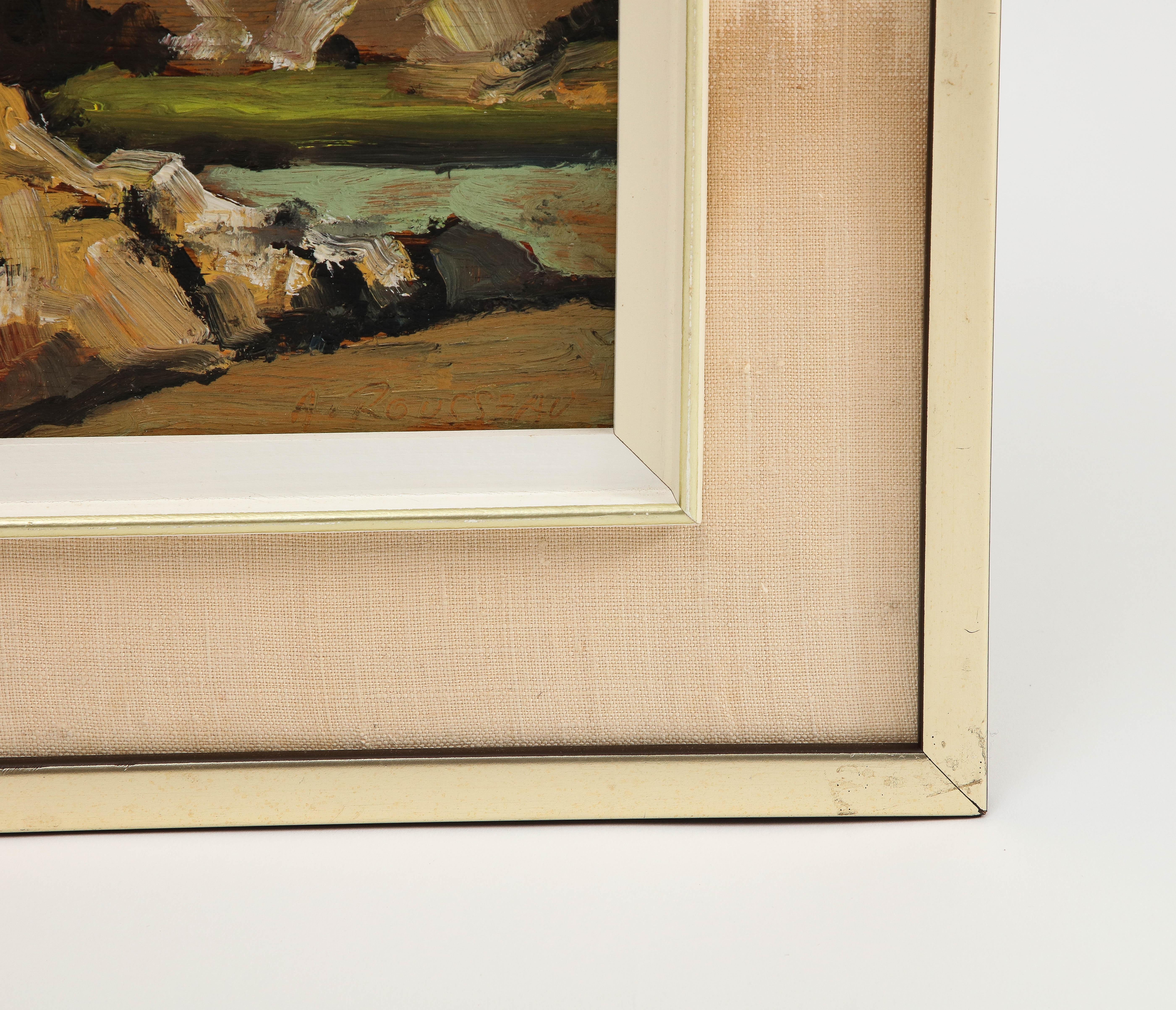 Untitled framed oil painting by Albert Rousseau, signed (1908-1982) In Good Condition In Chicago, IL