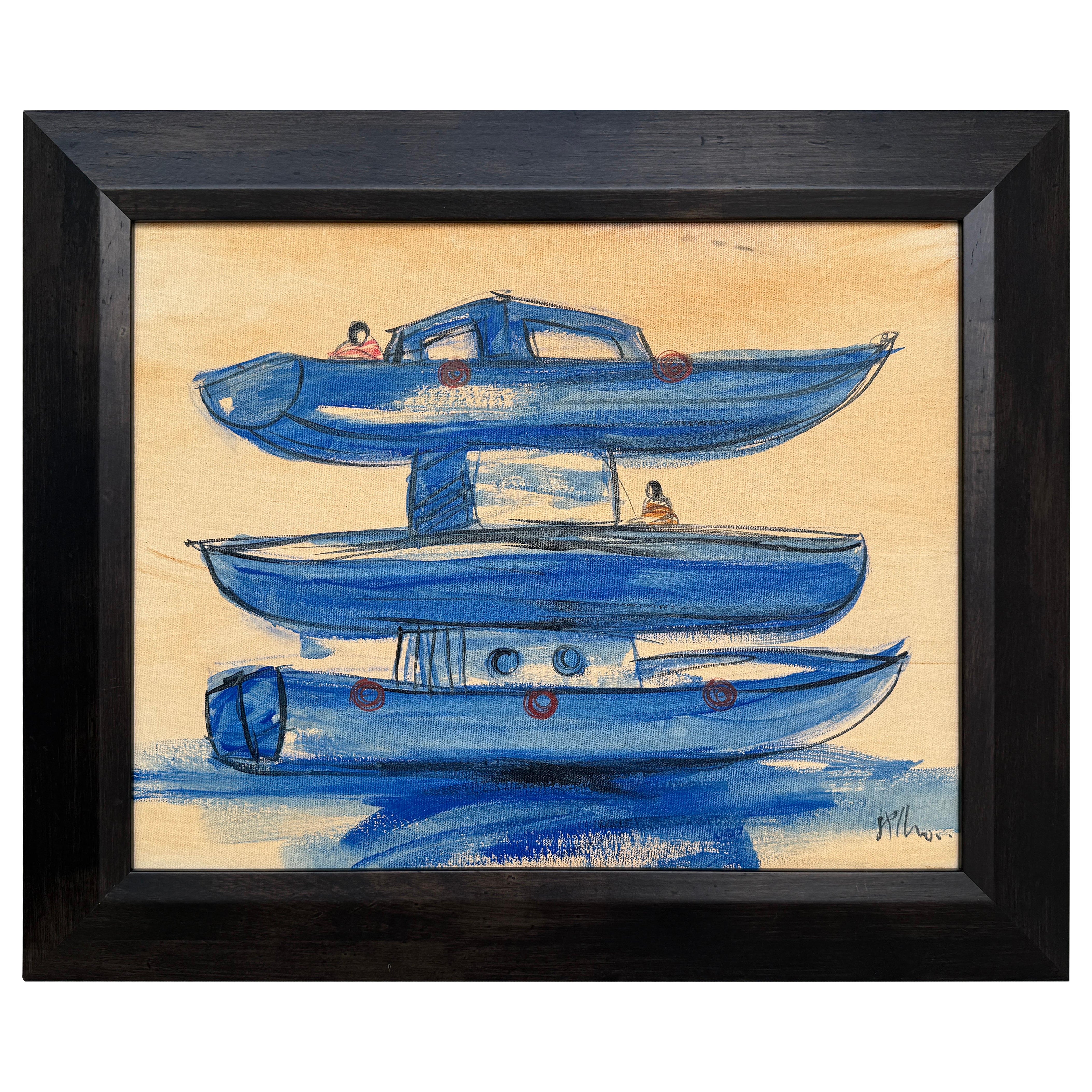 Untitled Framed Painting by Alexis Leyva Machado (KCHO) - Cuba b. 1970