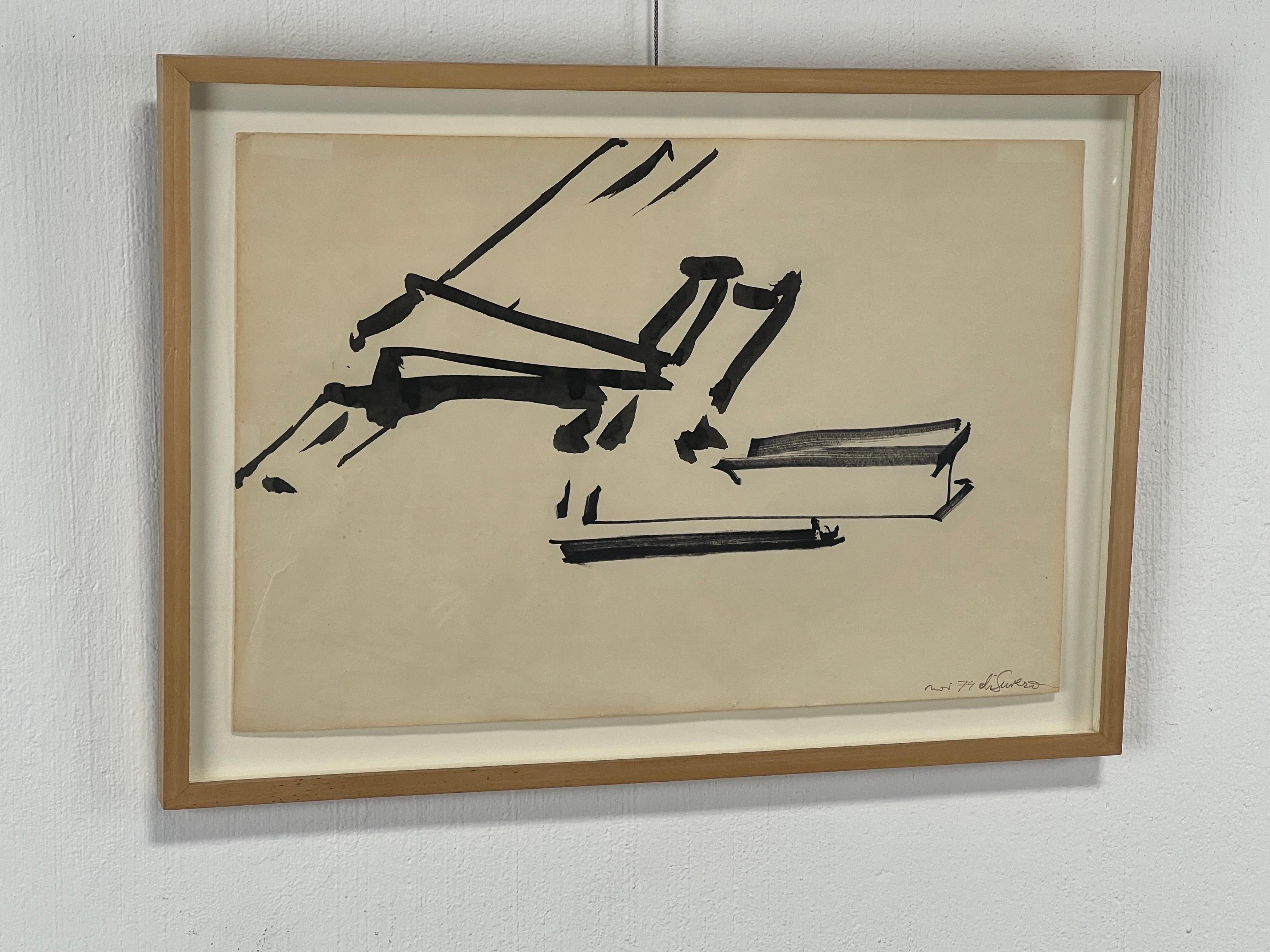 Untitled Ink Drawing on Paper, 1974, by Mark di Suvero  In Good Condition For Sale In Dallas, TX