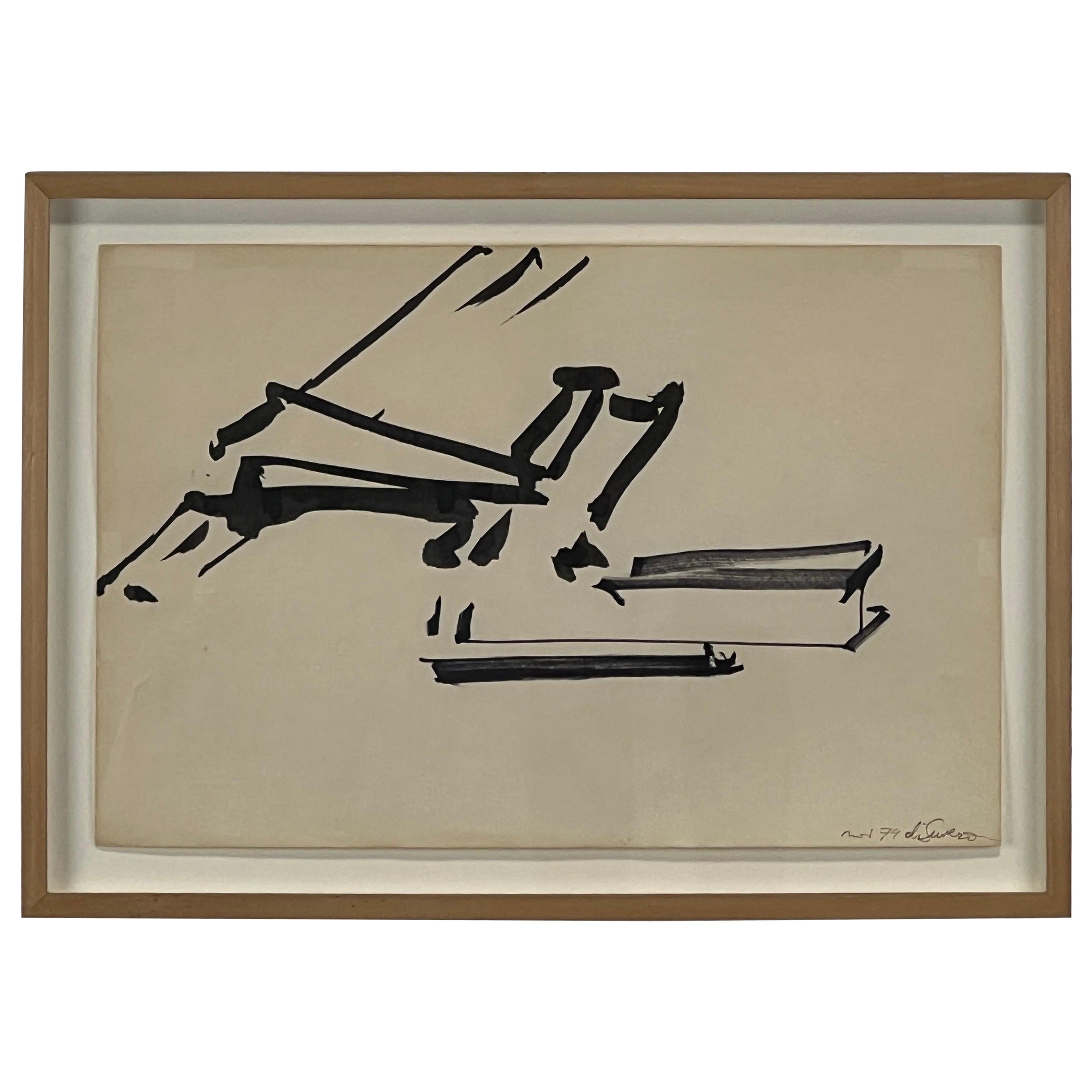 Untitled Ink Drawing on Paper, 1974, by Mark di Suvero For Sale