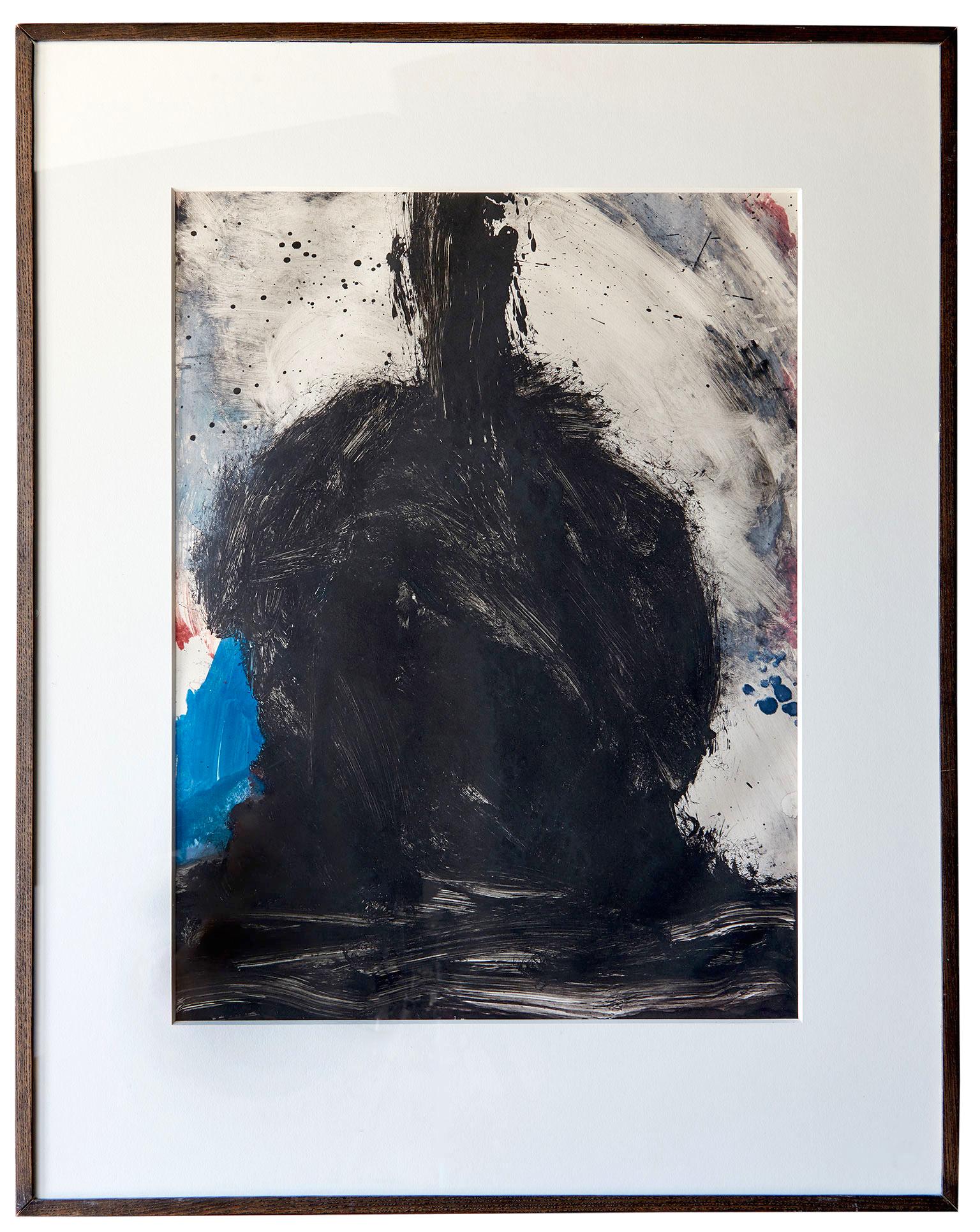 This untitled abstract expressionist piece is a monotype (ink painting) by the hand of the inimitable enfant terrible of American Postwar ceramics and sculpture, Peter Voulkos. Effectively an original painting transferred directly to paper, the