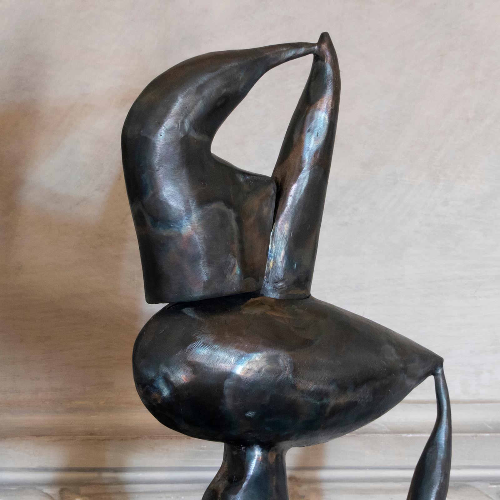 Figurative abstract sculpture in burnished steel by Marco Croce, Italy, 2018.