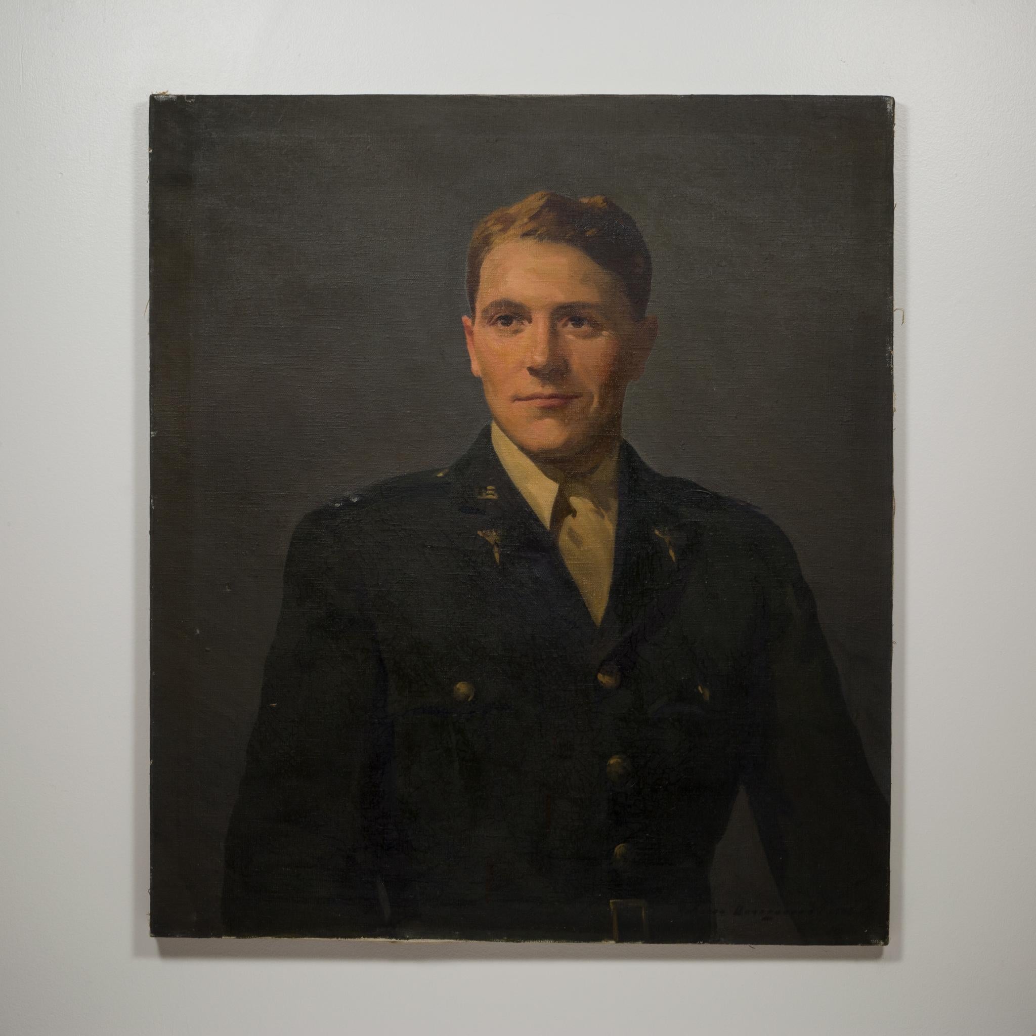 Untitled Oil on Canvas Portrait of WWII Serviceman, circa 1940 In Good Condition In San Francisco, CA