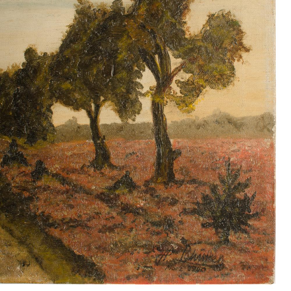 Milieu du XXe siècle Peinture à l'huile sans titre représentant une route rurale en vente