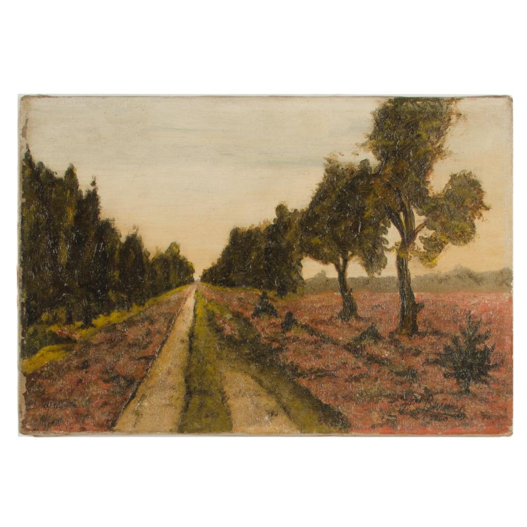 Untitled Oil Painting Depicting a Rural Road