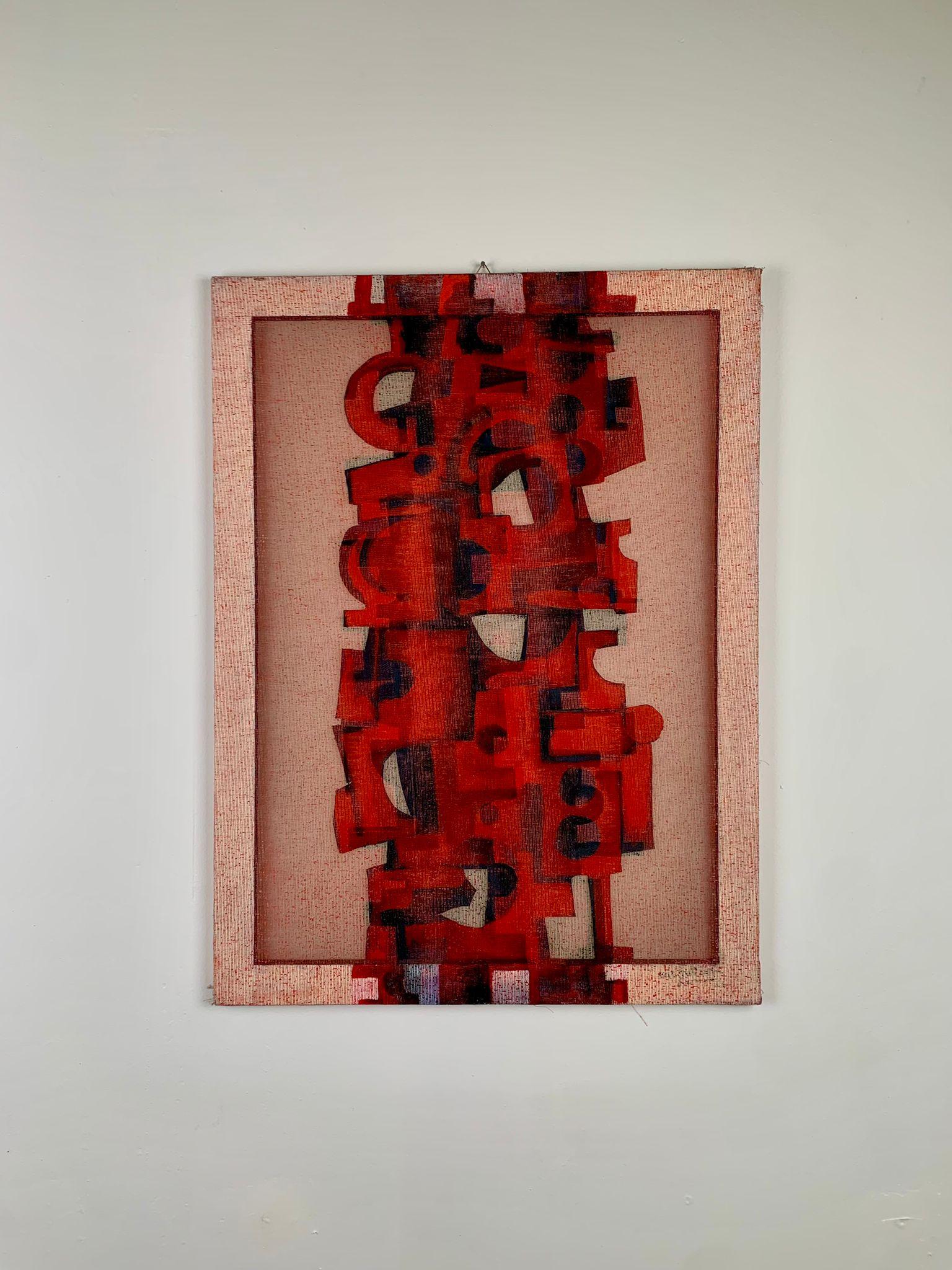 In this work from her geometric period, Isa Di Battista Gorini employs gauze as both a structural and poetic element, layering it over the painted surface like a delicate veil that both reveals and conceals. The geometric forms, essential yet never