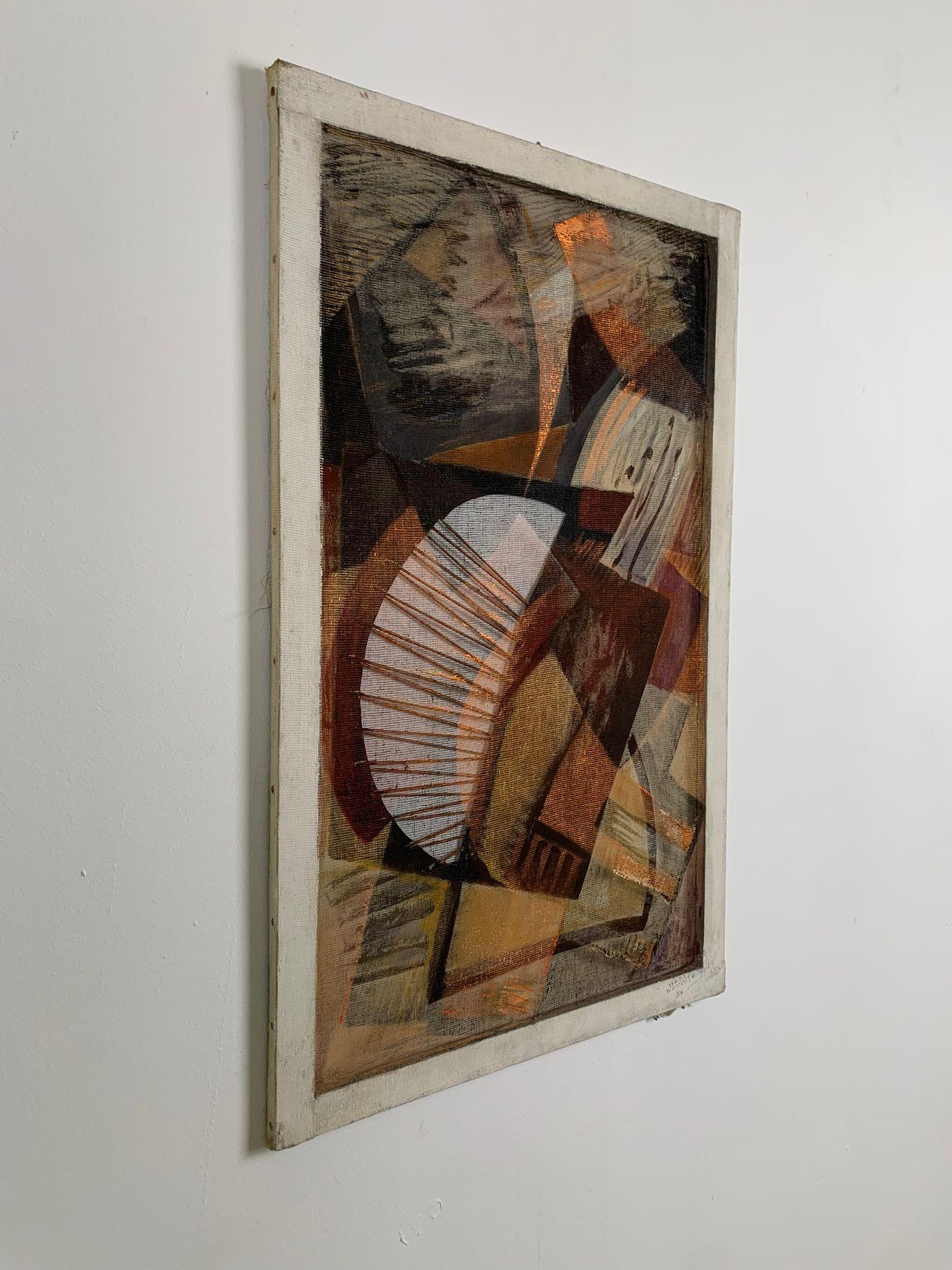 In this work from her geometric period, Isa Di Battista Gorini employs gauze as both a structural and poetic element, layering it over the painted surface like a delicate veil that both reveals and conceals. The geometric forms, essential yet never