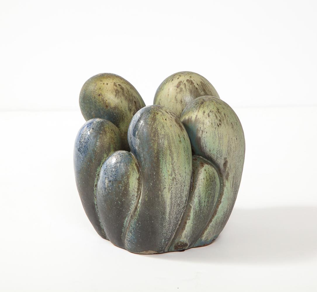 Glazed stoneware, wood fired. Untitled Sculpture by Roseanne Sniderman. Signed underneath.