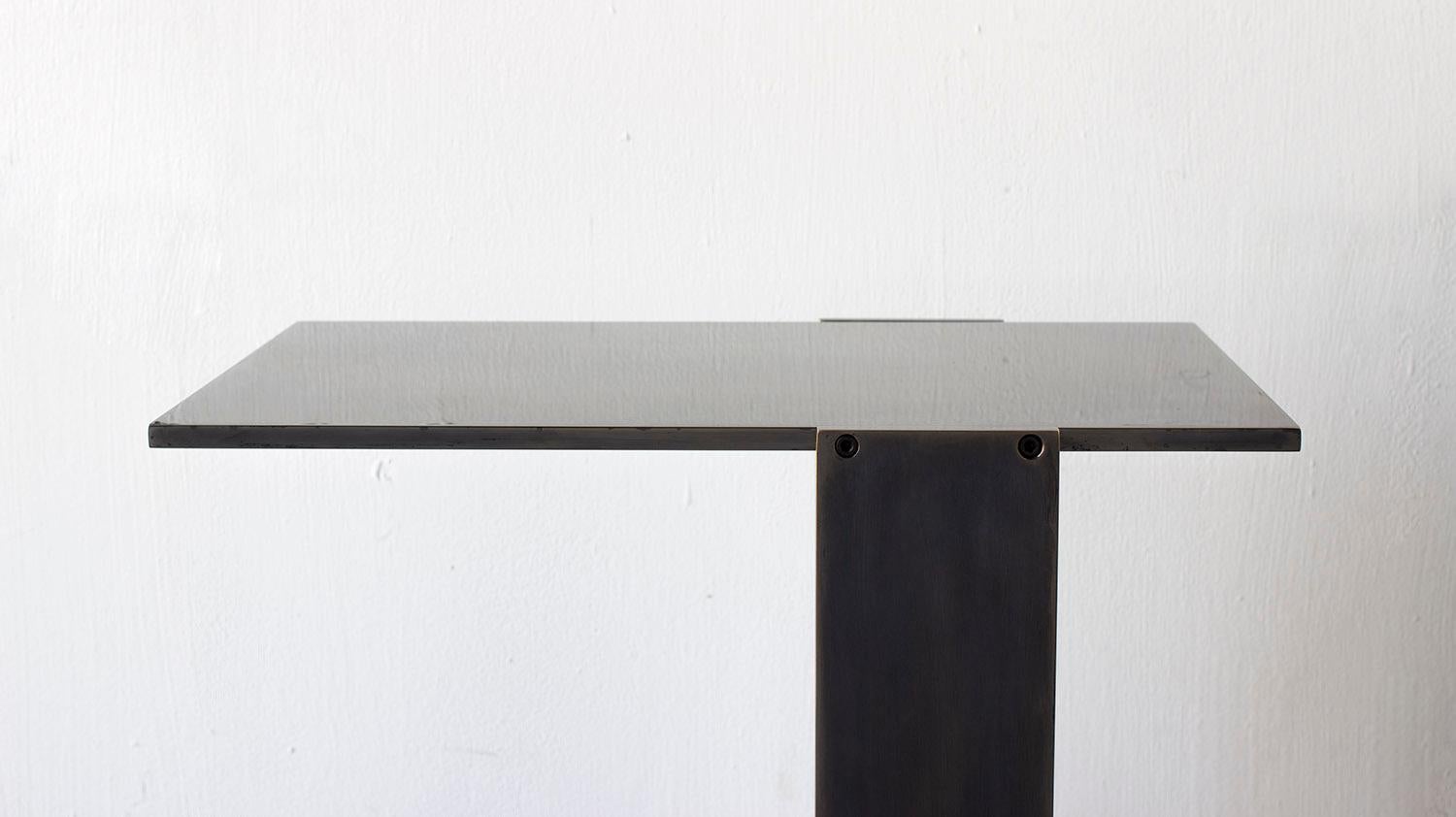 Bauhaus Untitled Side Table 1.0 Dark Patinated Brass Small Accent, End or Drink Stand For Sale
