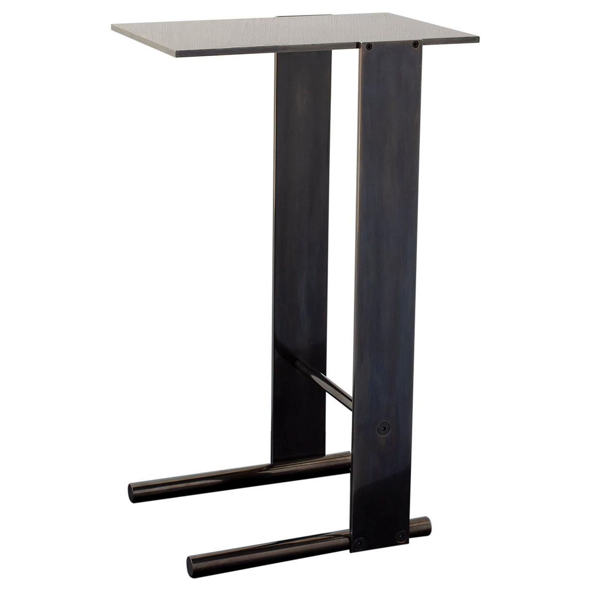 Untitled Side Table 1.0 Dark Patinated Brass Small Accent, End or Drink Stand