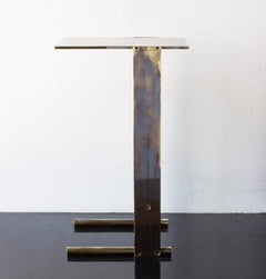 Untitled Side Table 1.0 "Smoke" Patinated Brass Small Accent, End or Drink Stand