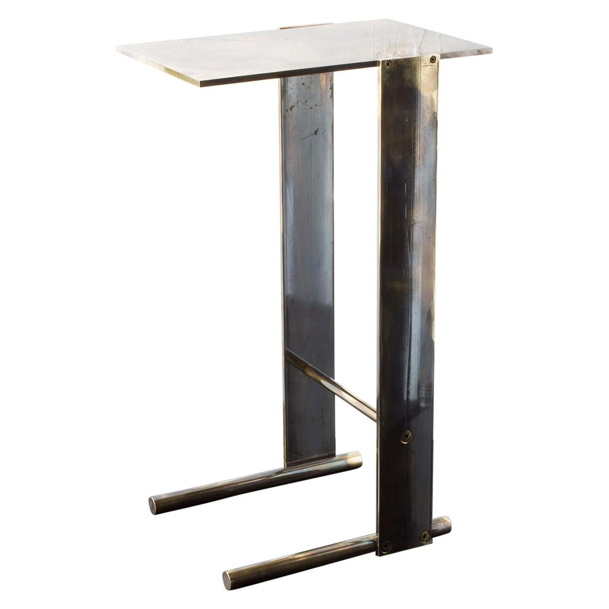 Untitled Side Table 1.0 "Smoke" Patinated Brass Small Accent, End or Drink Stand