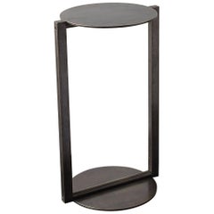 Untitled Side Table 2.0 Blackened Brass Small Round Accent, End or Drink Tray