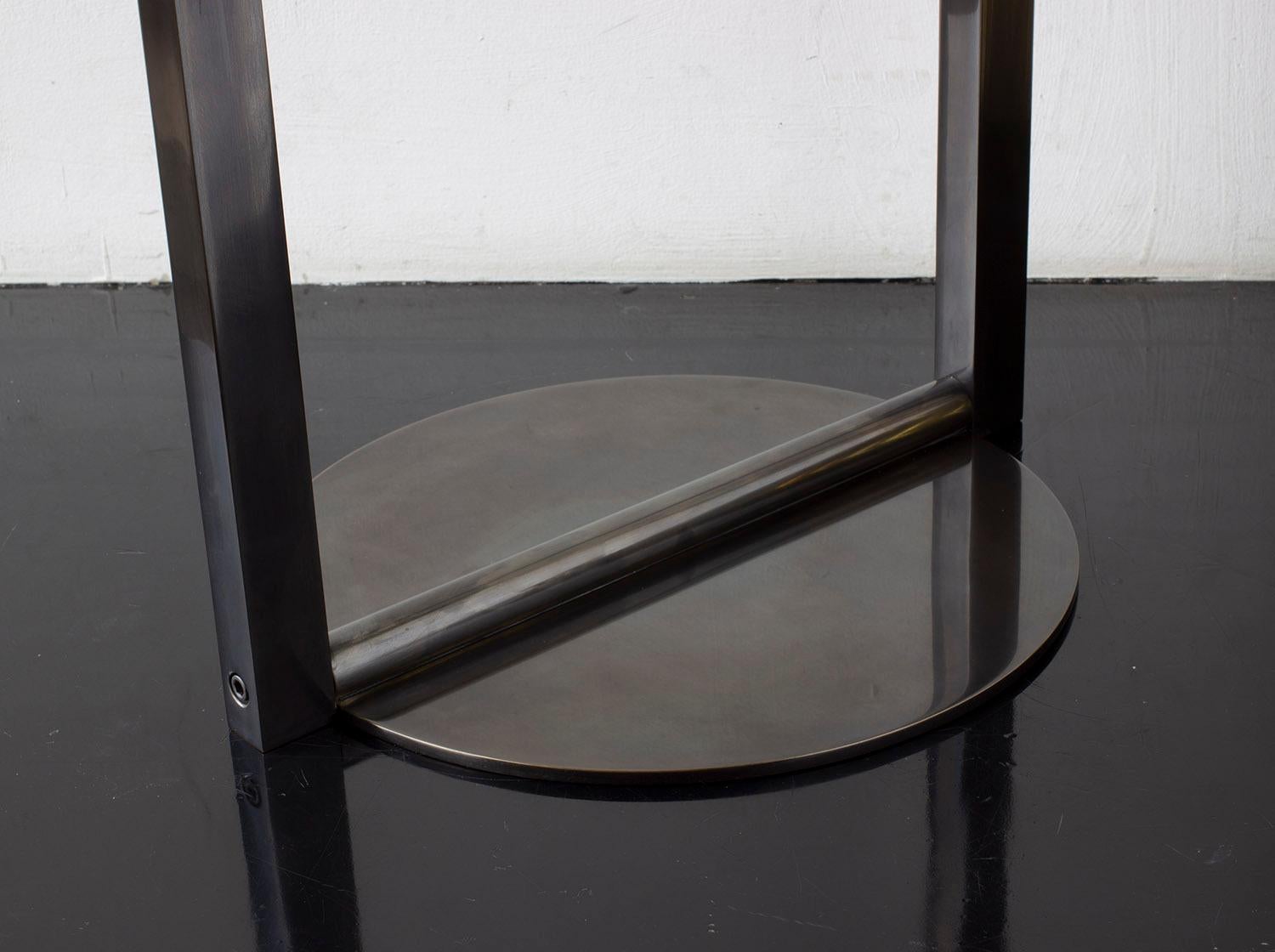 American Untitled Side Table 2.0 Dark Patinated Brass Small Round Accent, End, Drink Tray For Sale