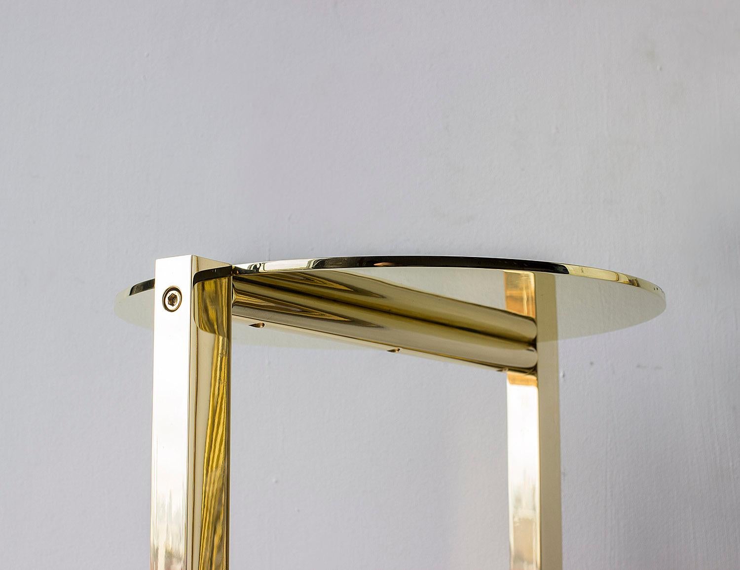 Bauhaus Untitled Side Table 2.0 Polished Brass Small Round Accent, End or Drink Tray For Sale