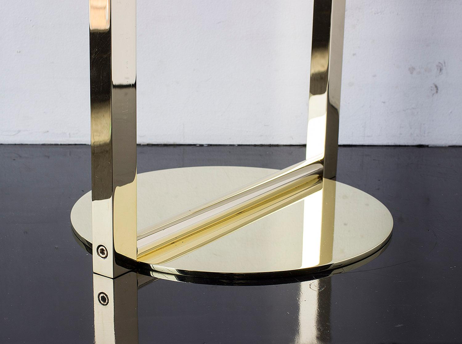American Untitled Side Table 2.0 Polished Brass Small Round Accent, End or Drink Tray For Sale