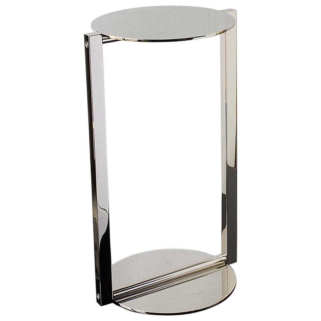 Untitled Side Table 2.0 Polished Nickel Small Round Accent, End or Drink Tray For Sale