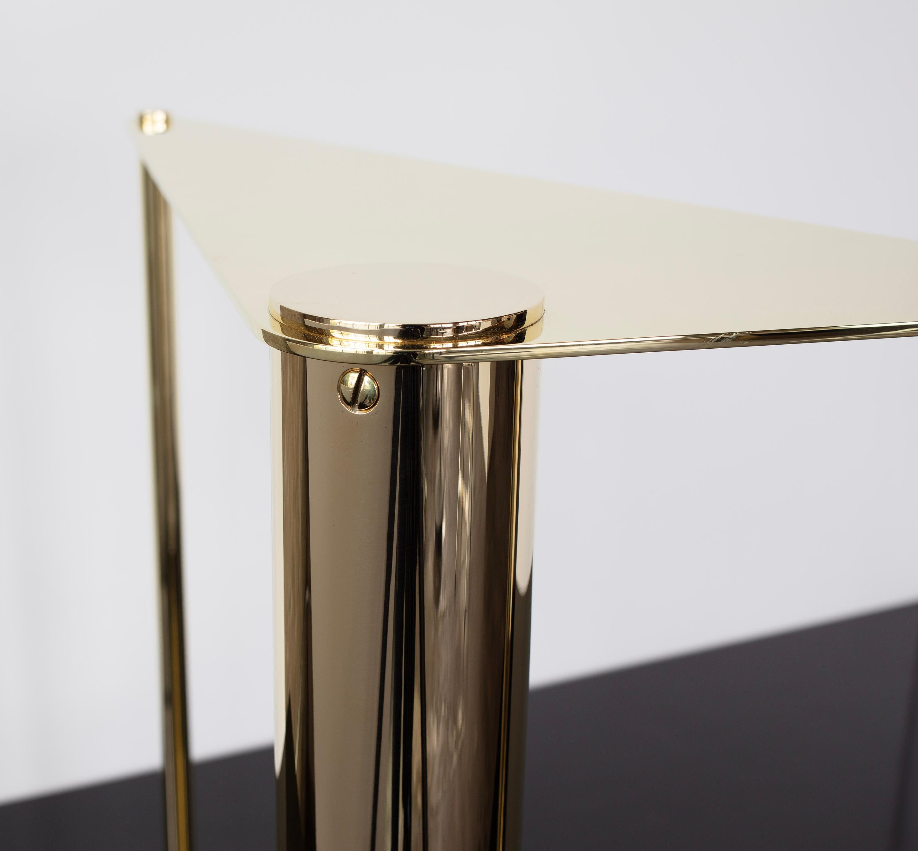 Untitled Side Table 3.0 Polished Brass Triangular Accent, End or Drink Tray For Sale 5