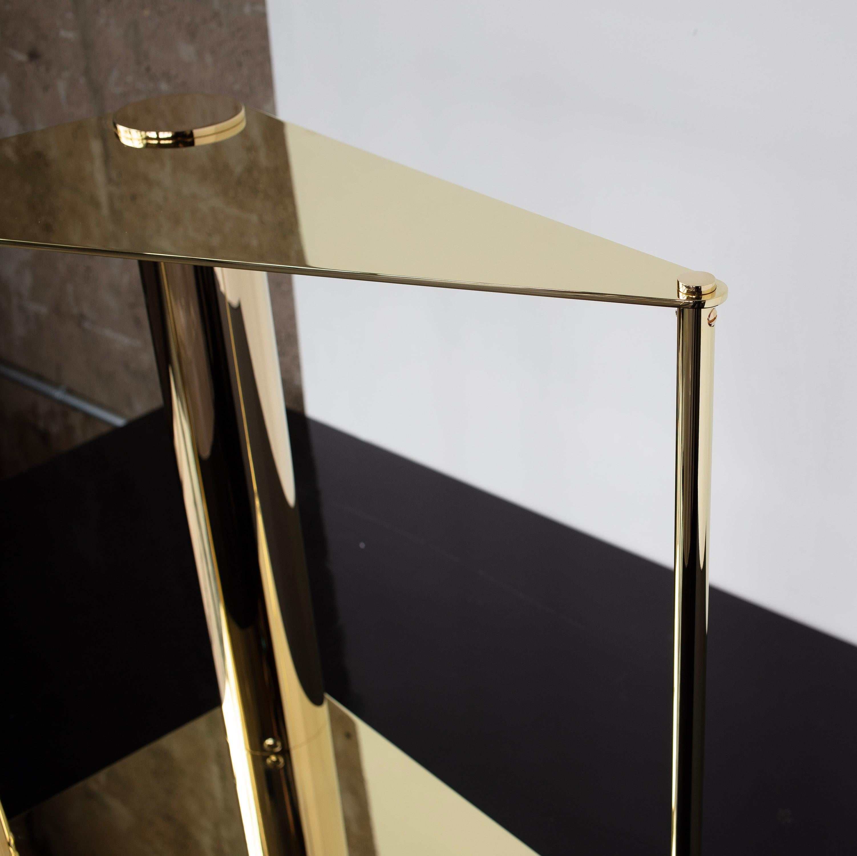 Untitled Side Table 3.0 Polished Brass Triangular Accent, End or Drink Tray For Sale 6