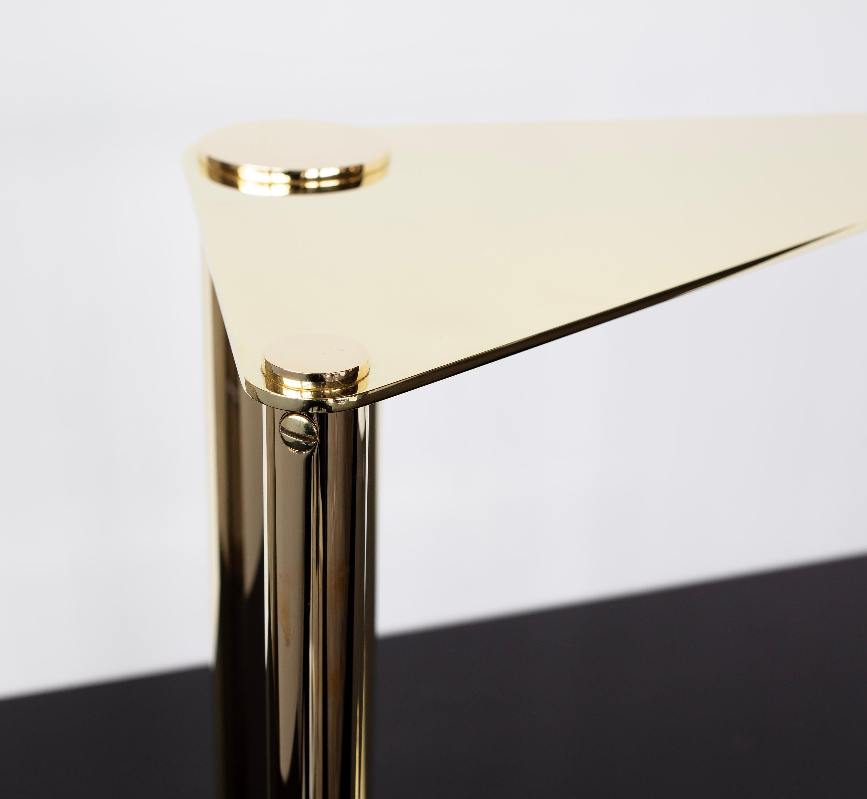 Untitled Side Table 3.0 Polished Brass Triangular Accent, End or Drink Tray For Sale 7