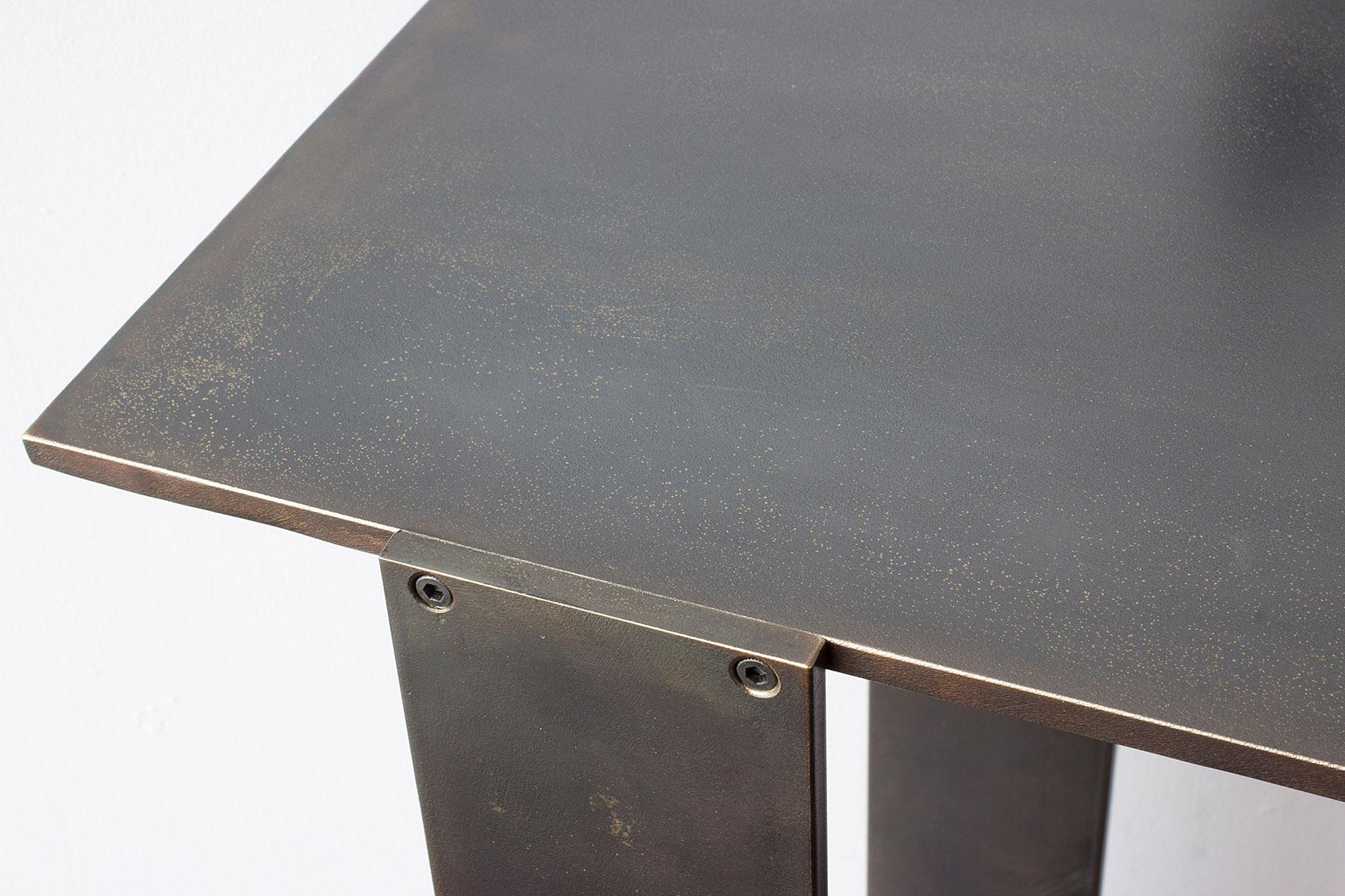 Bauhaus Untitled Side Table Matte Blackened Brass Small Accent, End or Drink Stand For Sale