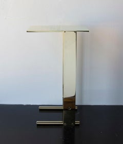 Untitled Side Table Polished Unlacquered Brass Small Accent, End or Drink Stand