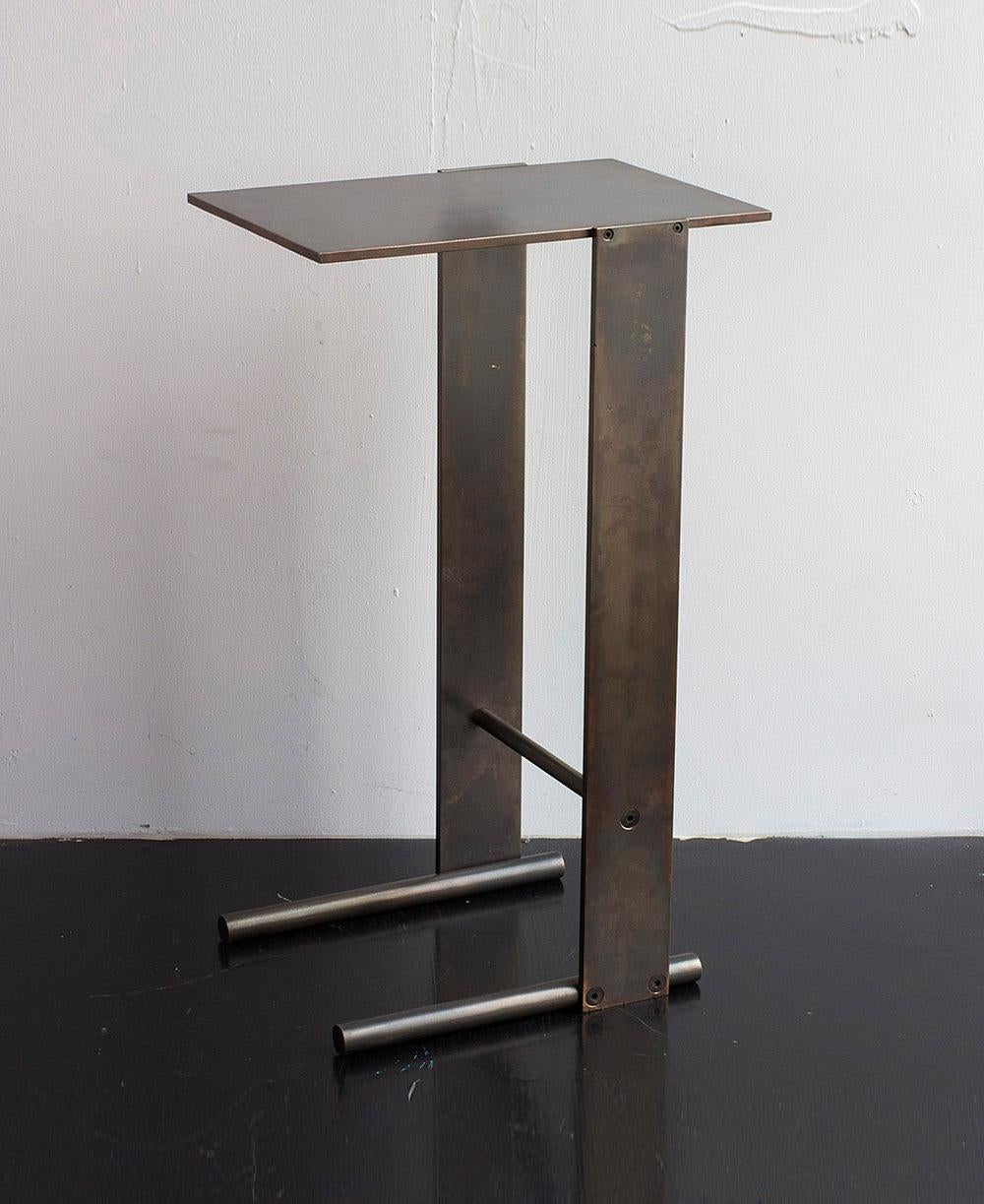 Untitled Side Table Polished Unlacquered Brass Small Accent, End or Drink Stand In New Condition For Sale In Ozone Park, NY
