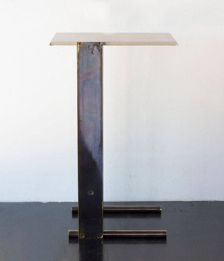 Untitled Side Table Polished Unlacquered Brass Small Accent, End or