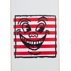 Monopatín sin título "Sonrisa a rayas" de Keith Haring