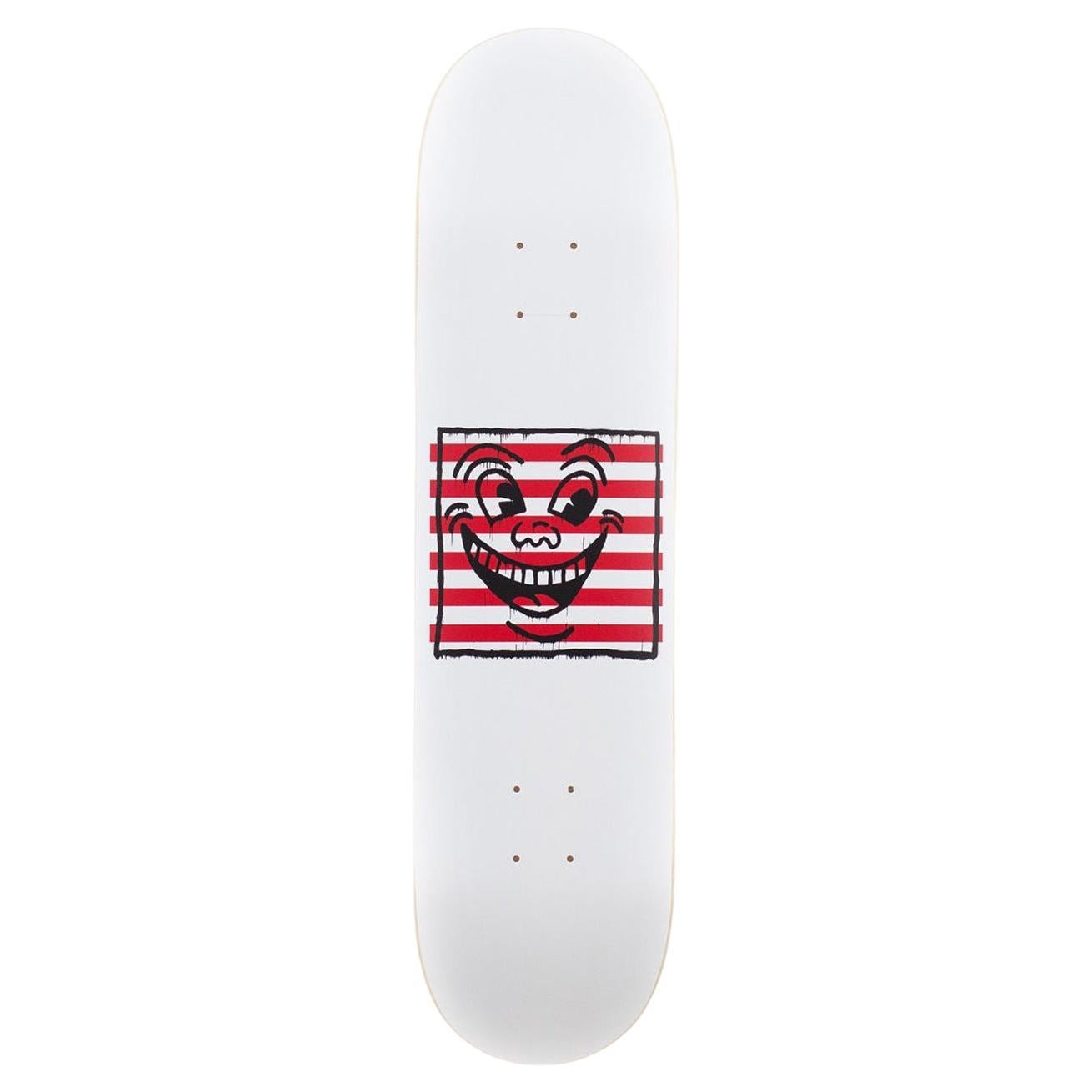 Untitled 'Smile on Stripes' Skateboard Deck by Keith Haring