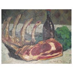 Senza titolo "Natura morta con costolette tagliate" di Micheline Mevel-Roussel