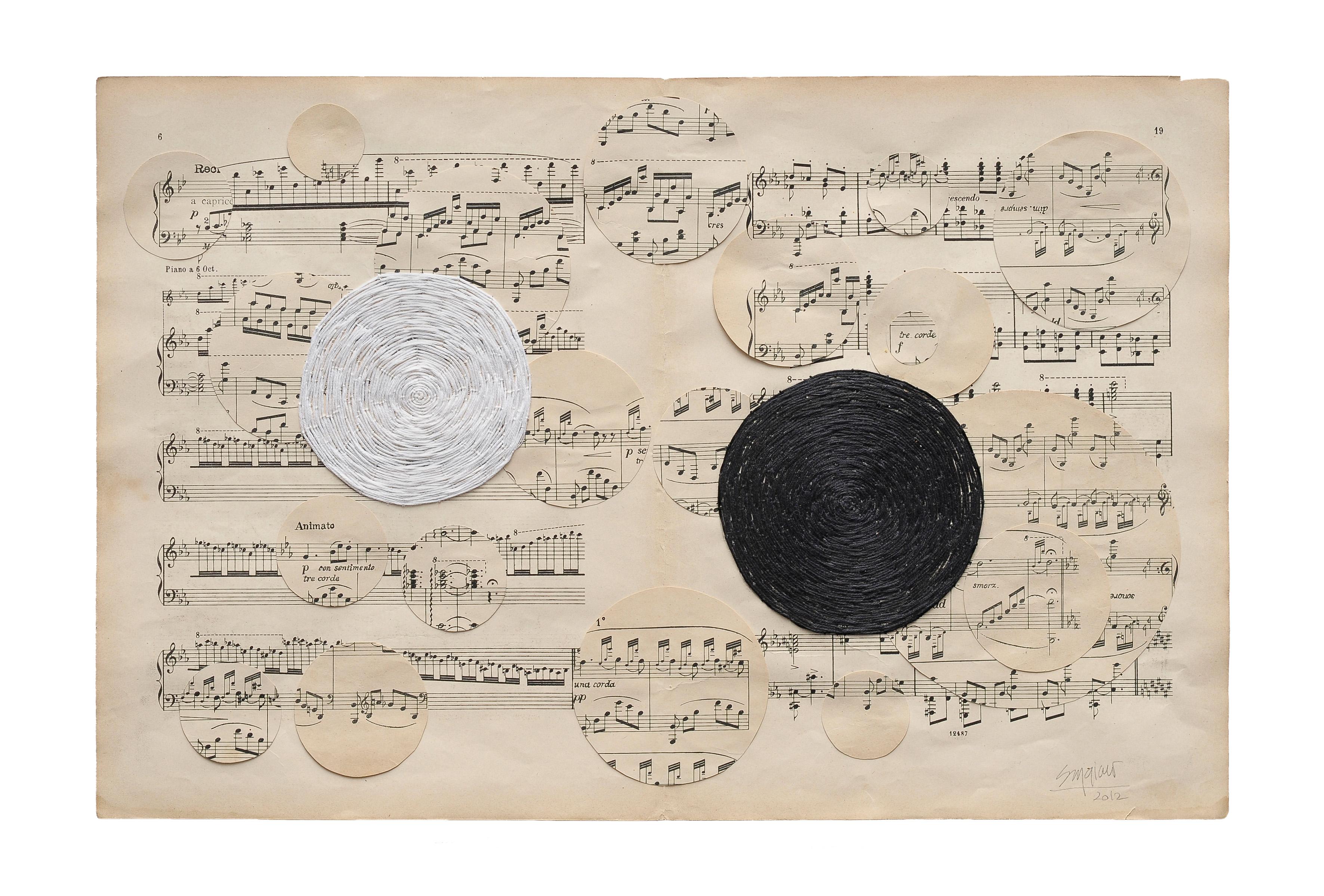 Tríptico sin título, Bordado a mano sobre papel. De la serie Partituras Argentino en venta