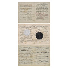 Untitled Triptych, Hand Embroidery on paper. From the series Partituras