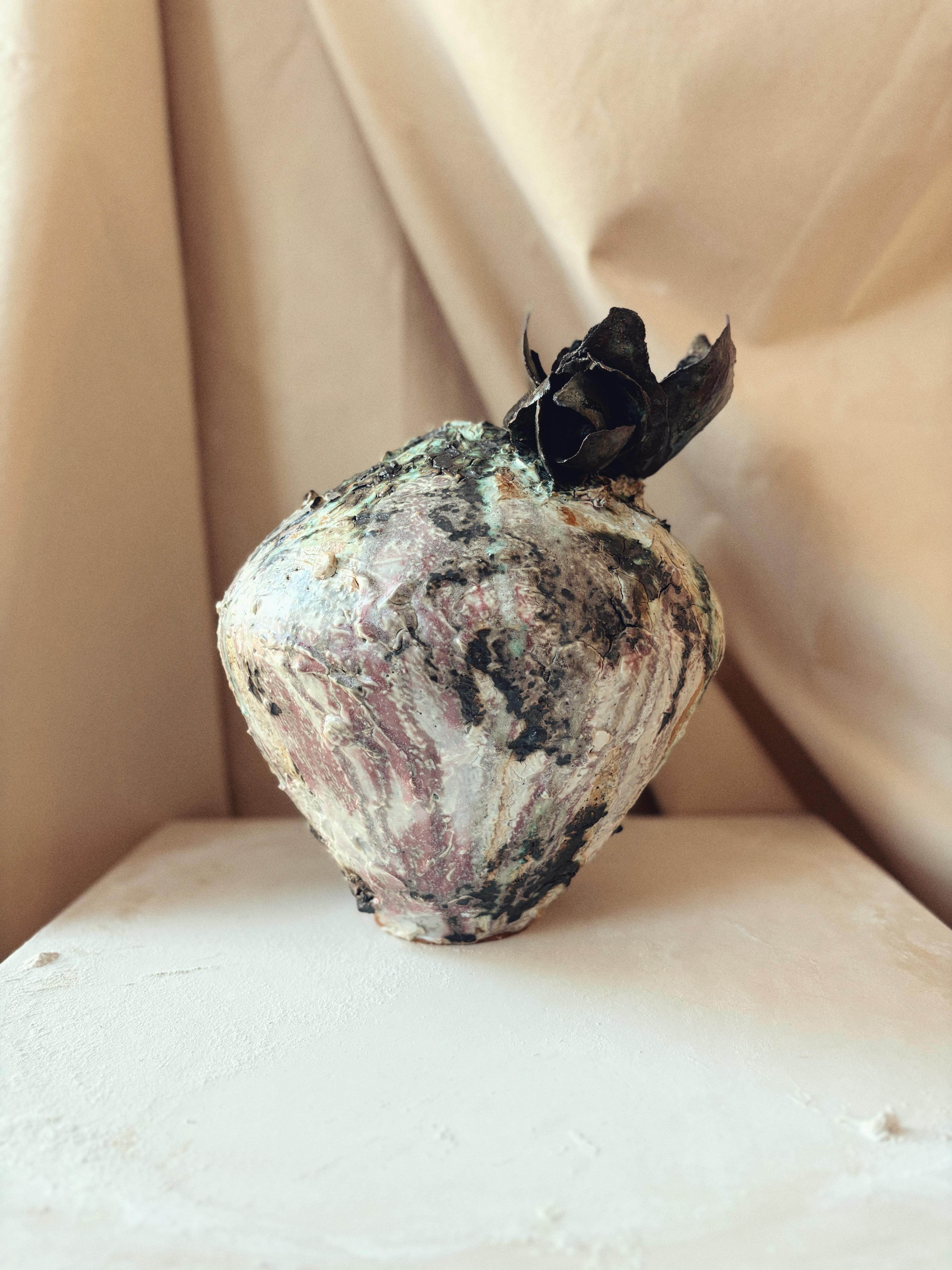 Dear You Ceramics is a Brooklyn based ceramic studio specializing in creating sculptural, functional pieces inspired by nature's bloom.   

This once of a kind vase is handmade in 2023 with sculpture clay and finished with washes and different glaze