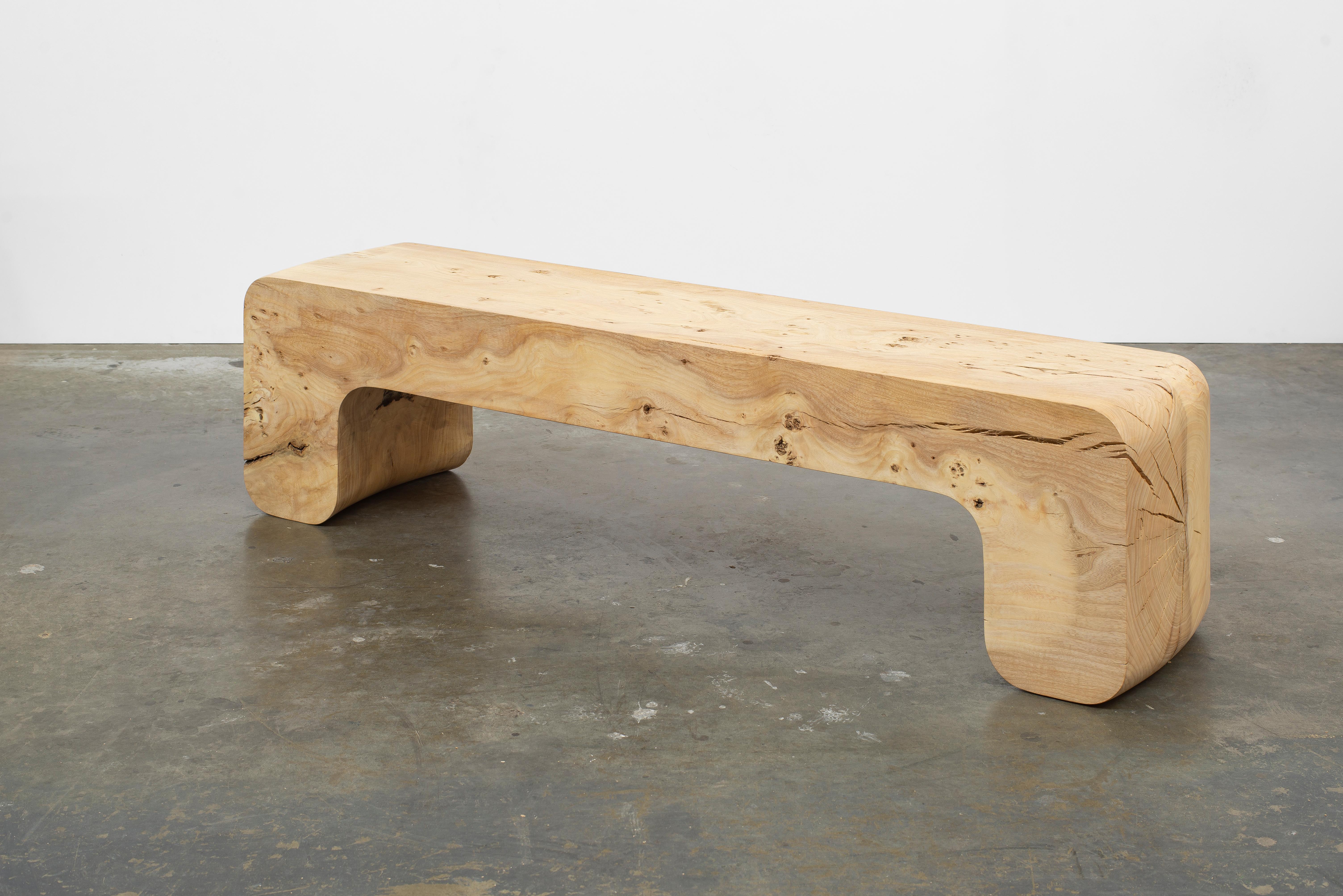 Modern Untitled Waxed Ash Sculptural Bench by Christopher Norman For Sale