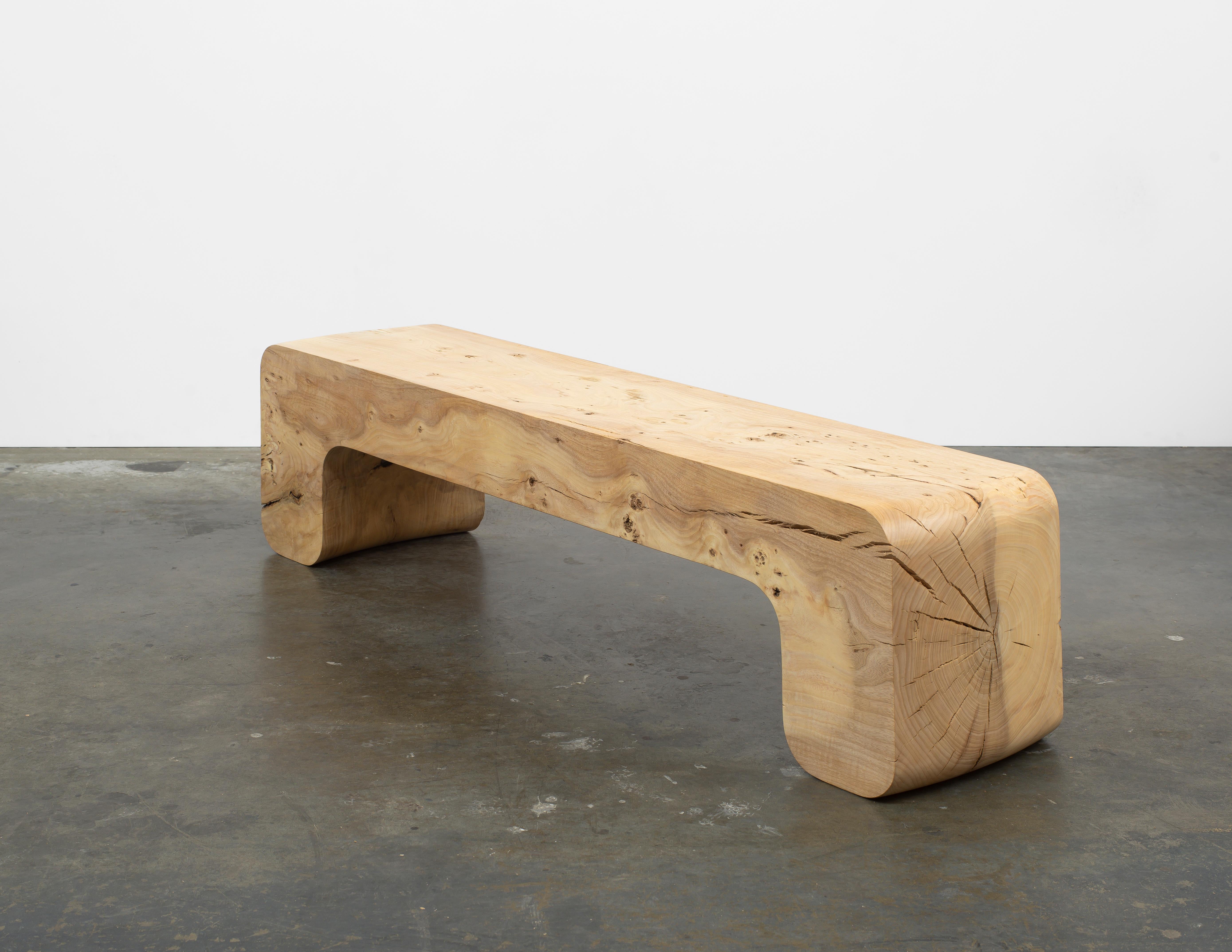 American Untitled Waxed Ash Sculptural Bench by Christopher Norman For Sale