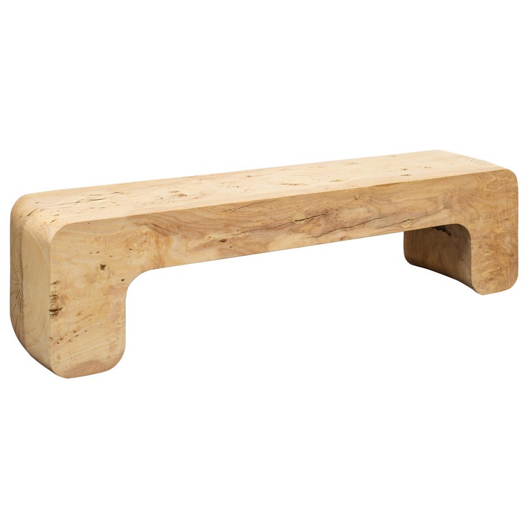 Untitled Waxed Ash Sculptural Bench by Christopher Norman For Sale
