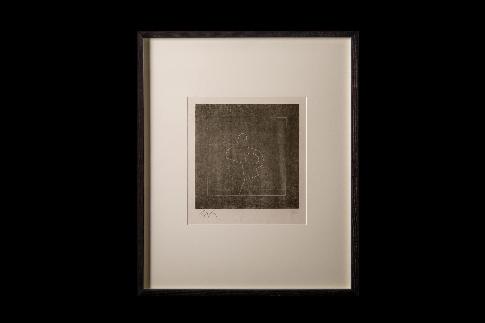 Hand signed and numbered 10/50 in pencil.

Presented in new high quality black ash box frame. 

About the artist:
Arp, a sculptor, poet, painter and printmaker, was a founding member of the international Dada movement, which arose in Europe