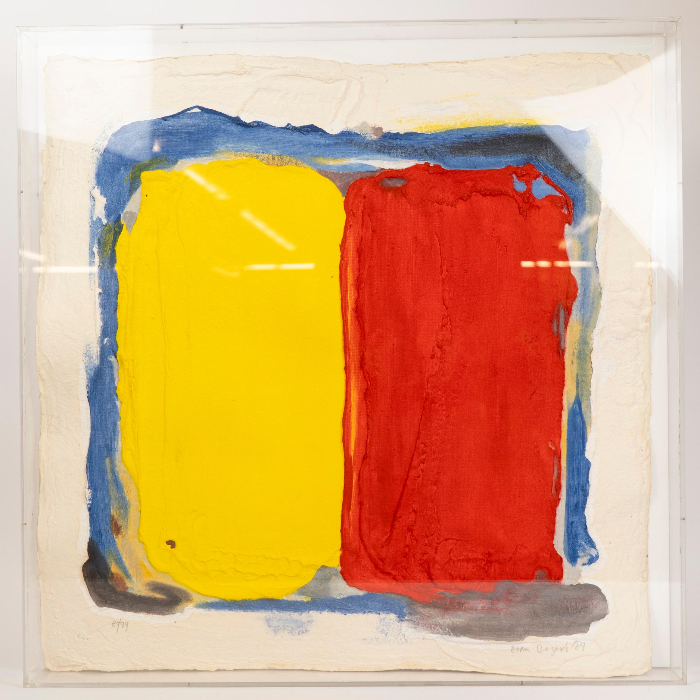Esta sorprendente obra de Bram Bogart, un ejemplo excepcional de su serie de relieves, muestra el enfoque innovador del artista respecto a la materialidad y el color. Creada en 1989, esta pieza no es un grabado tradicional, sino una sofisticada obra