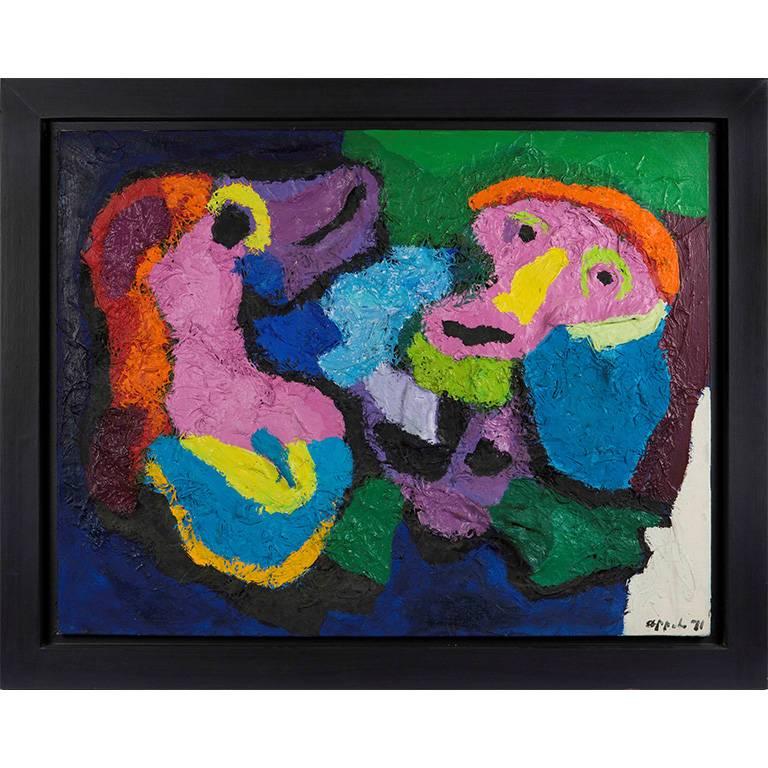 "Untitled" Karel Appel Mixed-Media on Canvas Decorative Painting, 1971 For Sale