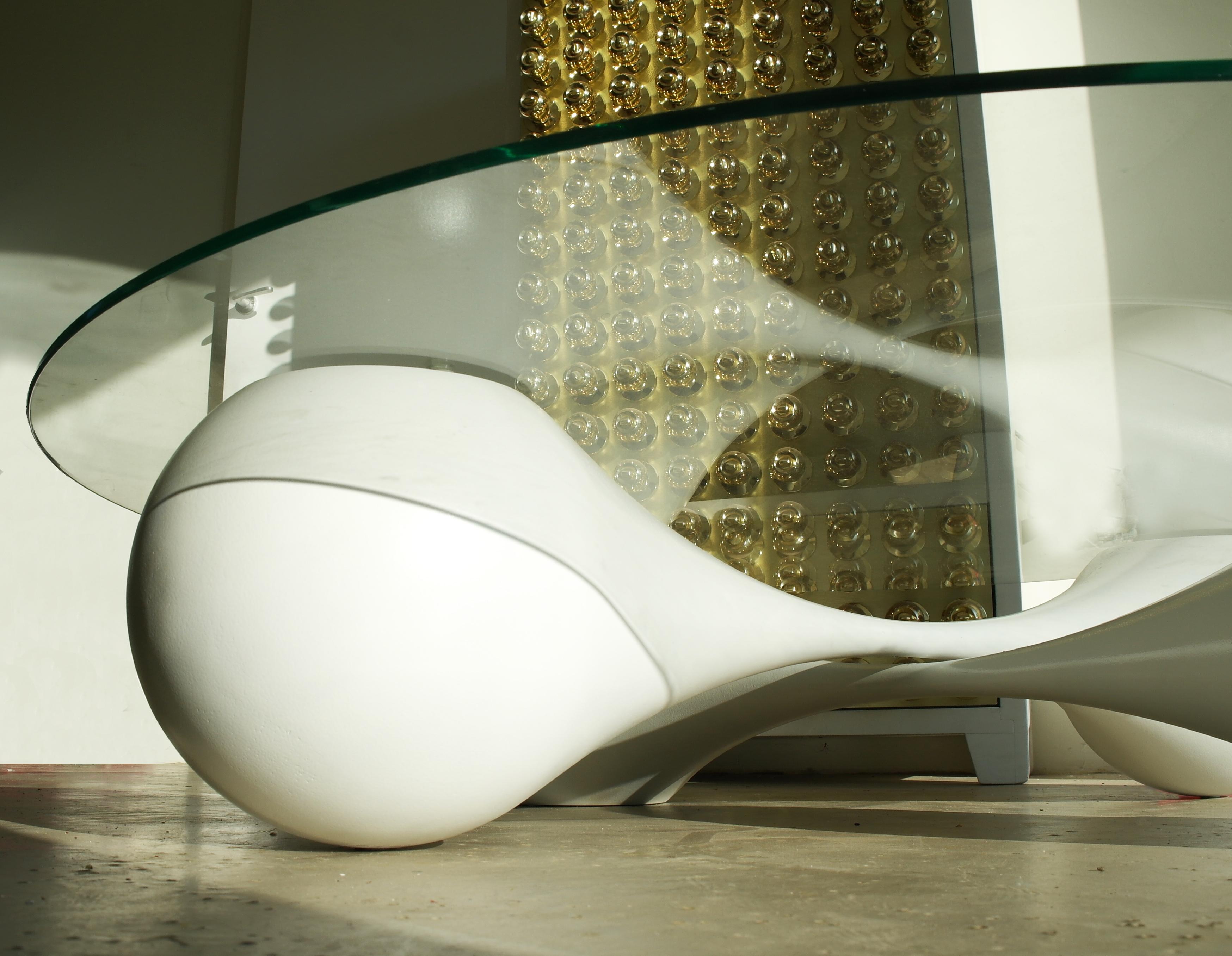 Contemporary “Untouchables” Sculptural Streamline Shaped Coffee Table For Sale