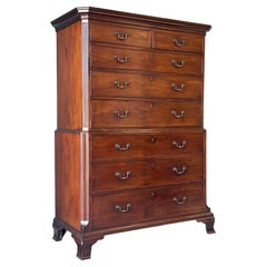 Untouched 18th Century George III Period Mahogany Chest-on-Chest