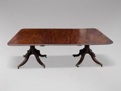 Untouched 18th Century George III Period Mahogany Twin-Pillar Dining Table
