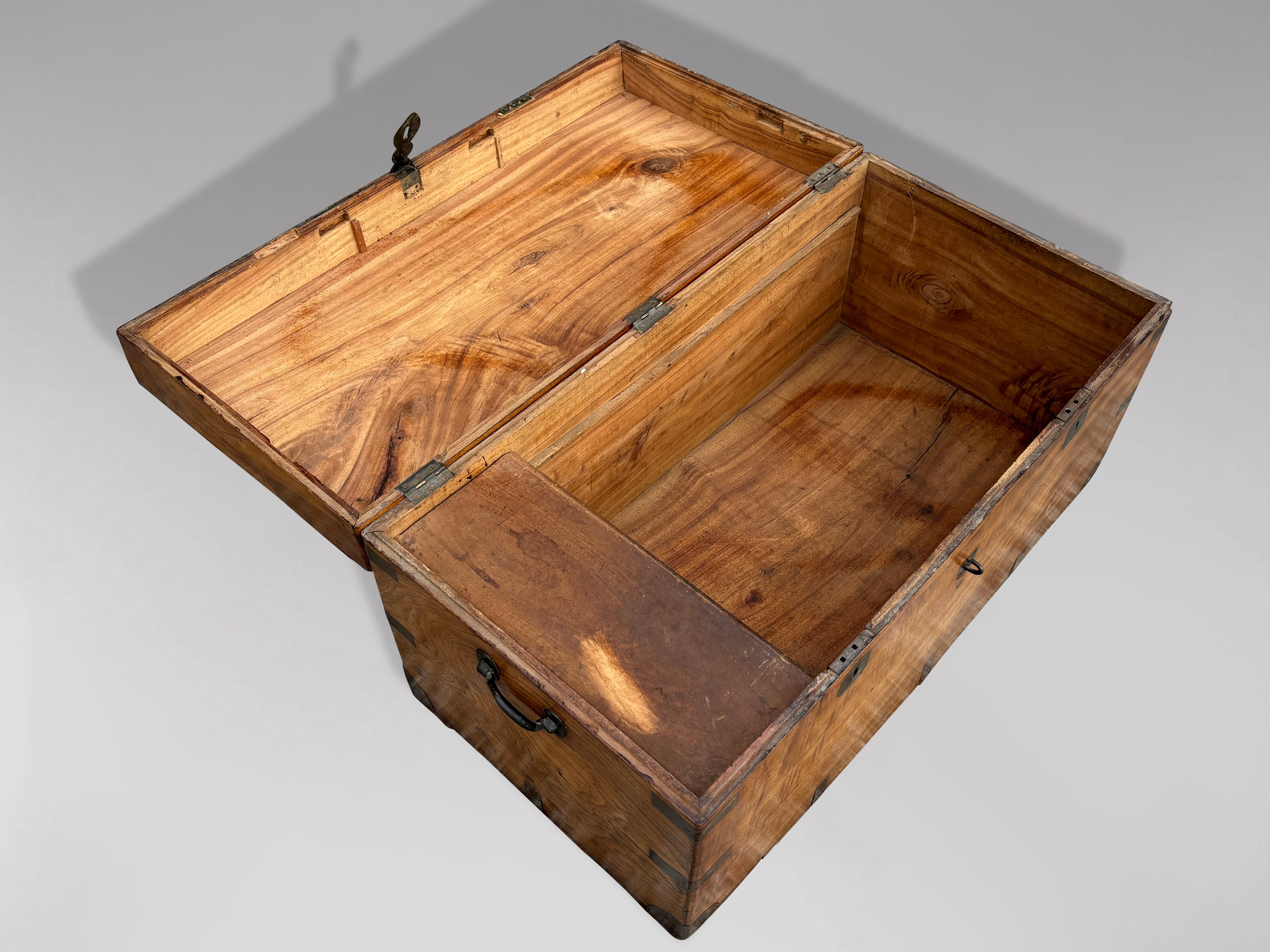 Untouched 19th Century Campaign Camphor Wood Travelling Trunk 3