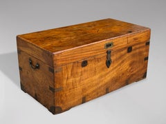 Untouched 19th Century Campaign Camphor Wood Travelling Trunk