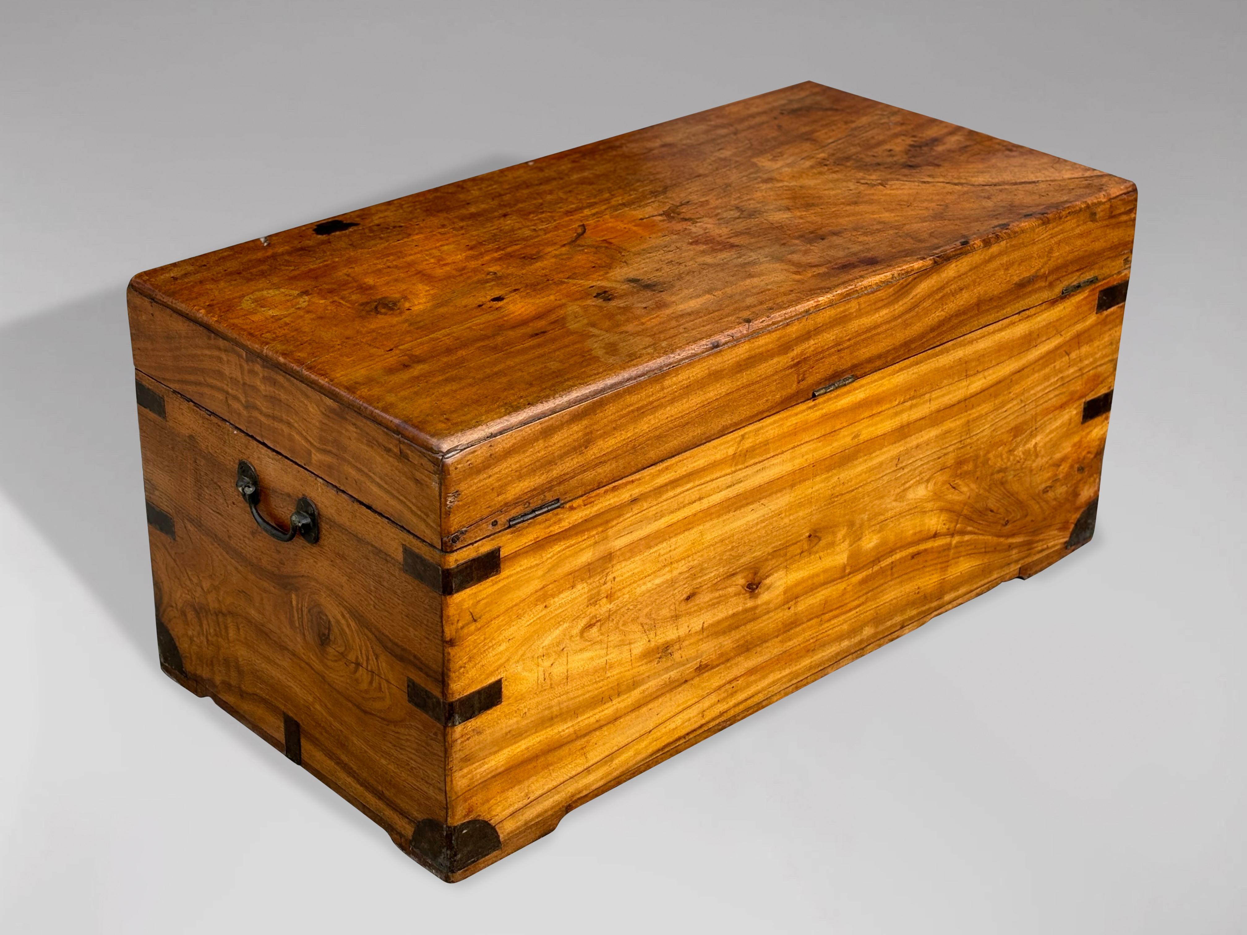 Other Untouched 19th Century Campaign Camphor Wood Travelling Trunk