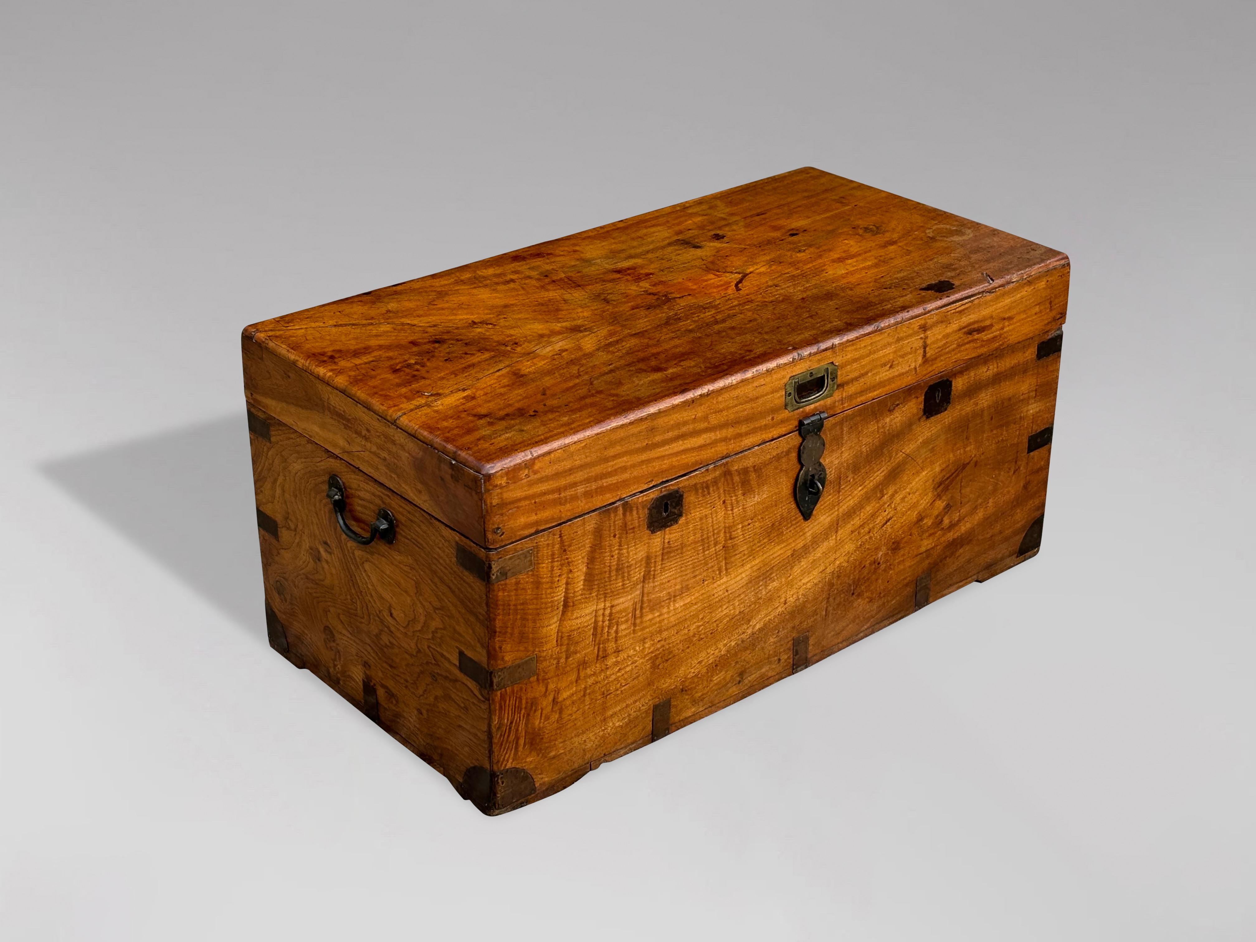 Untouched 19th Century Campaign Camphor Wood Travelling Trunk 1