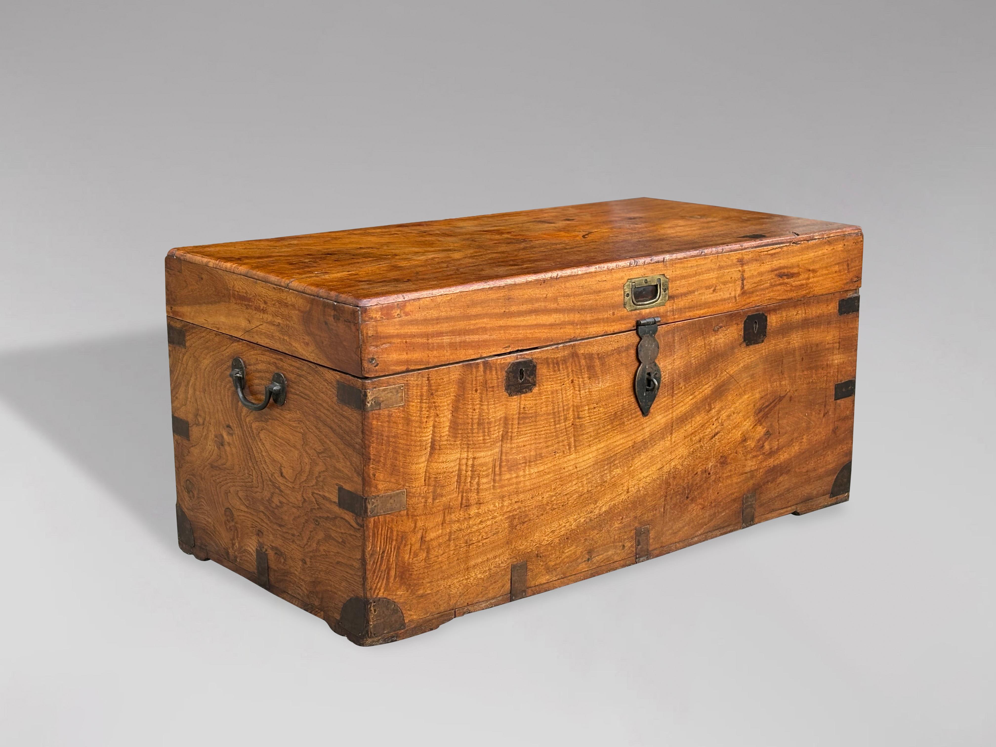 Untouched 19th Century Campaign Camphor Wood Travelling Trunk 2